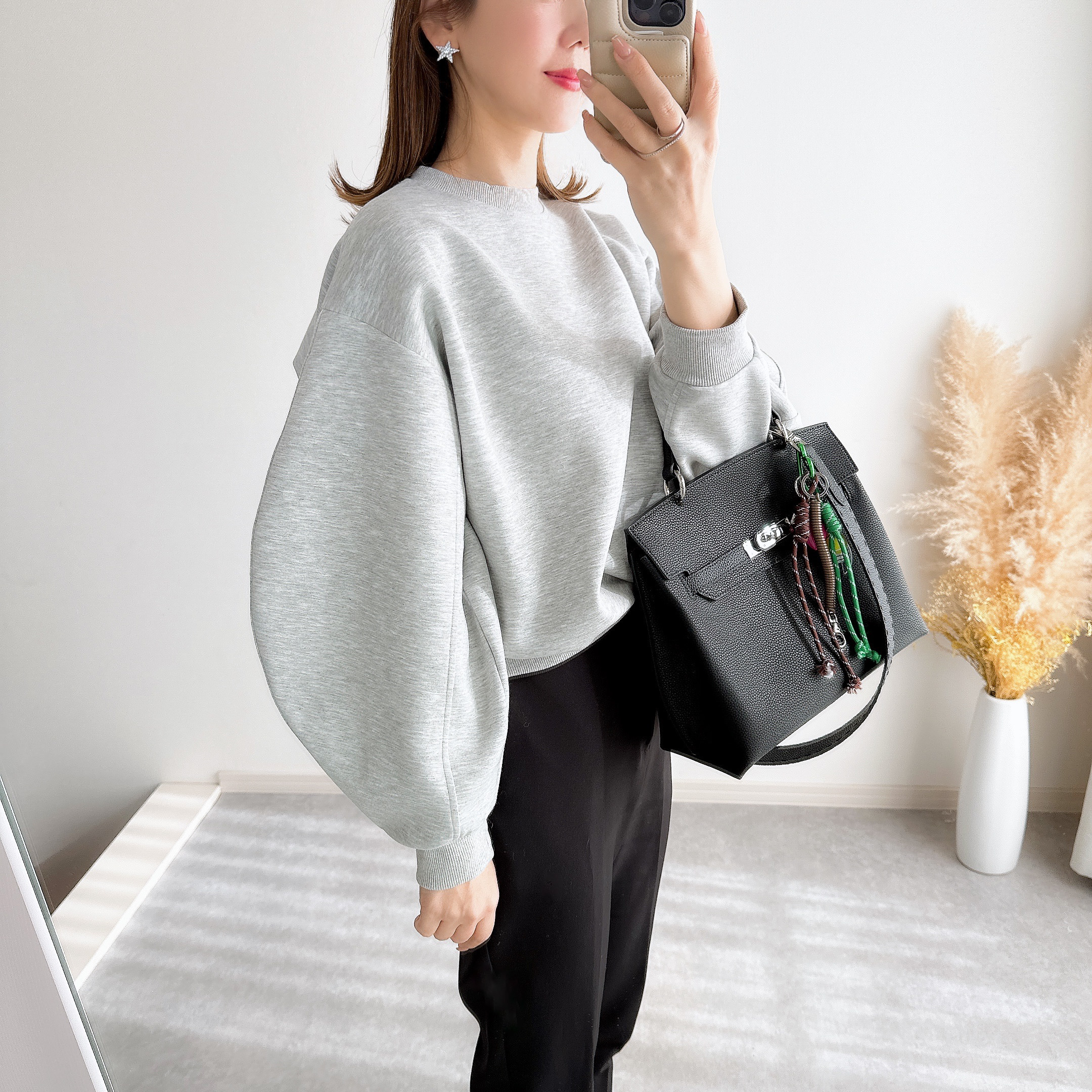 @m_i_mm_a×Myuコラボ【カーブスリーブプルオーバー(kbm599シンプル)】メール便OK