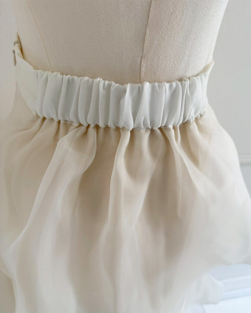 【オーガンジーティアードフリルロングスカート】
