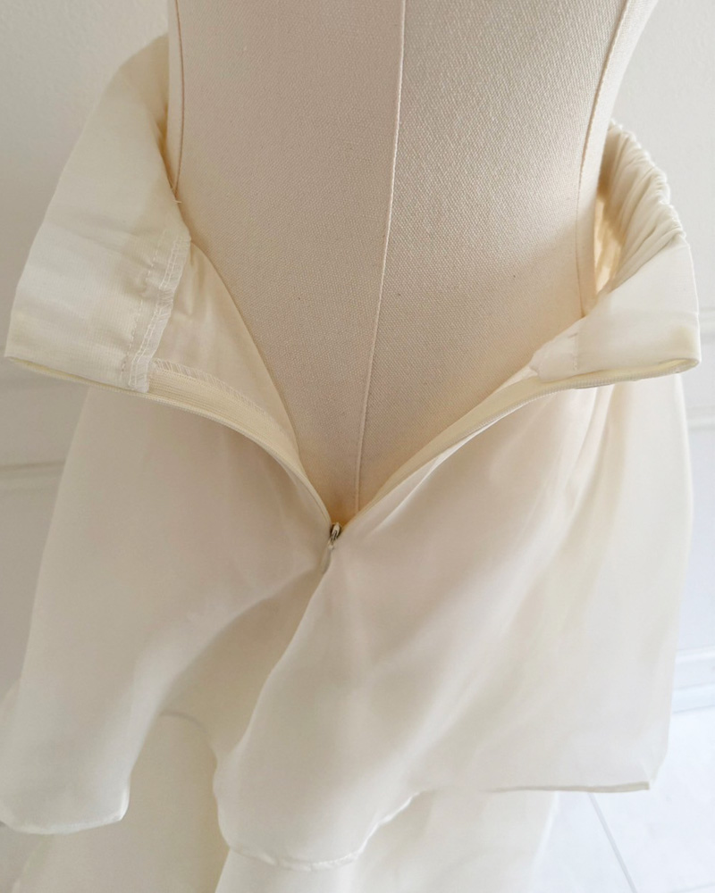 【オーガンジーティアードフリルロングスカート】