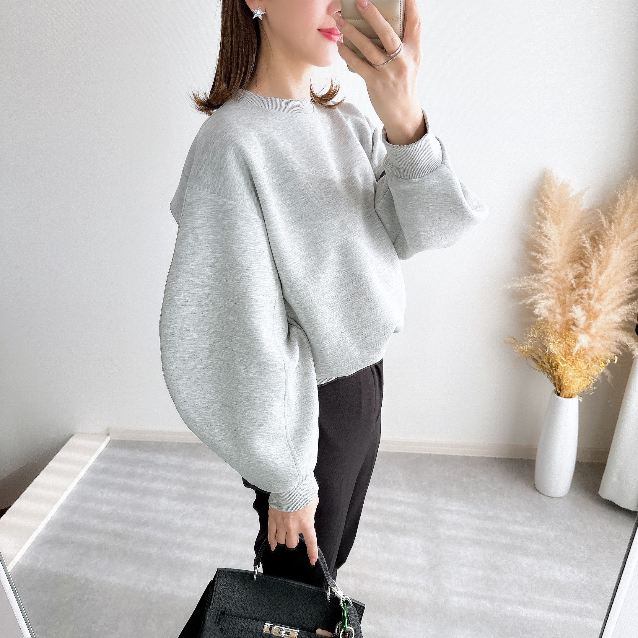 @m_i_mm_a×Myuコラボ【カーブスリーブプルオーバー(kbm599シンプル)】メール便OK