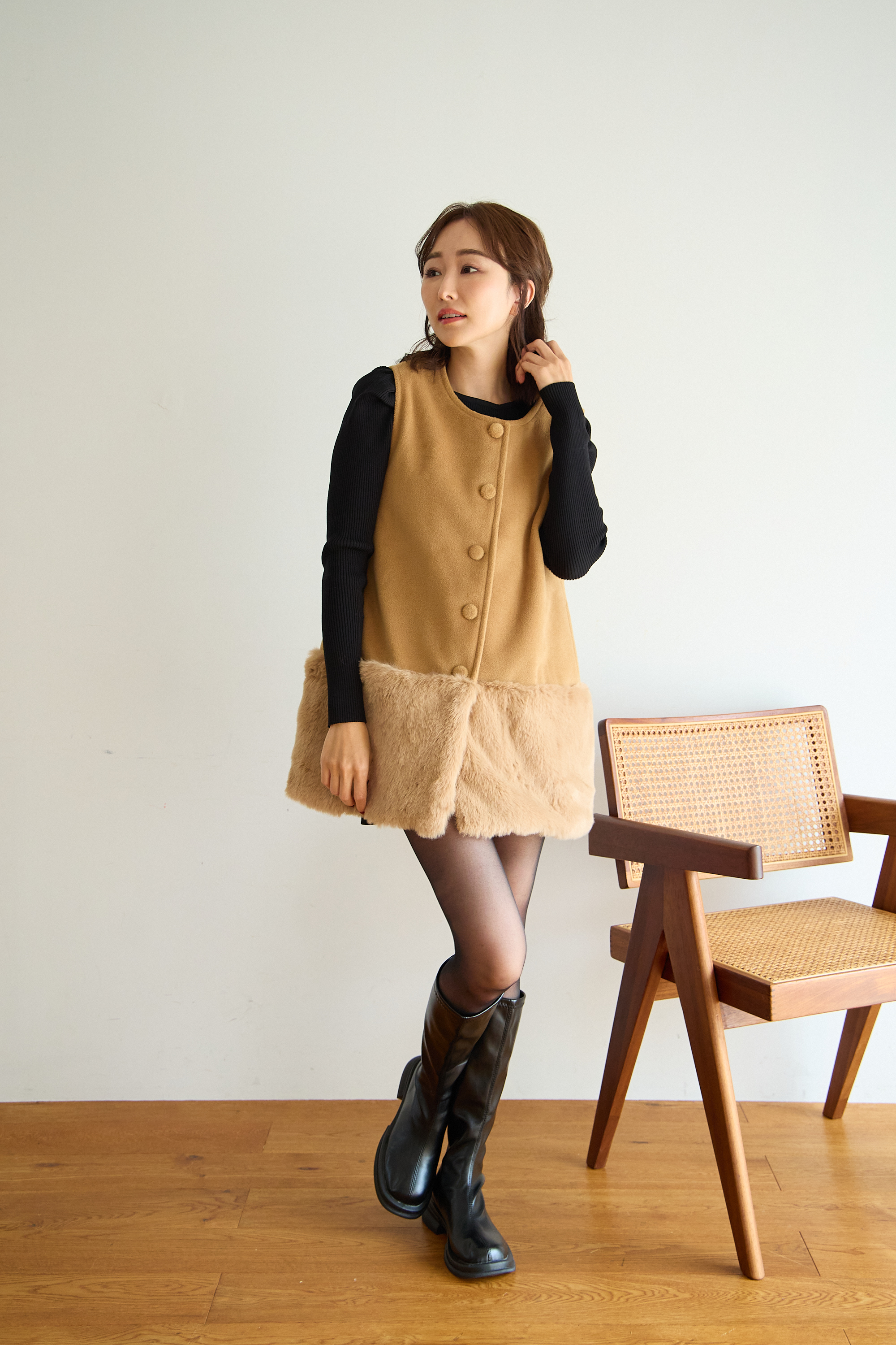 【裾エコファー2wayジレワンピkbm573)】メール便OK