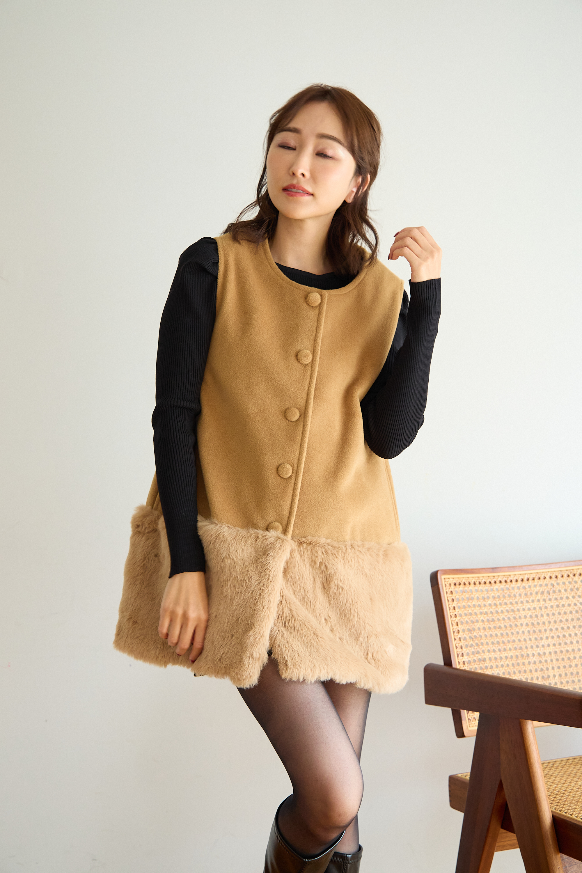 【裾エコファー2wayジレワンピkbm573)】メール便OK