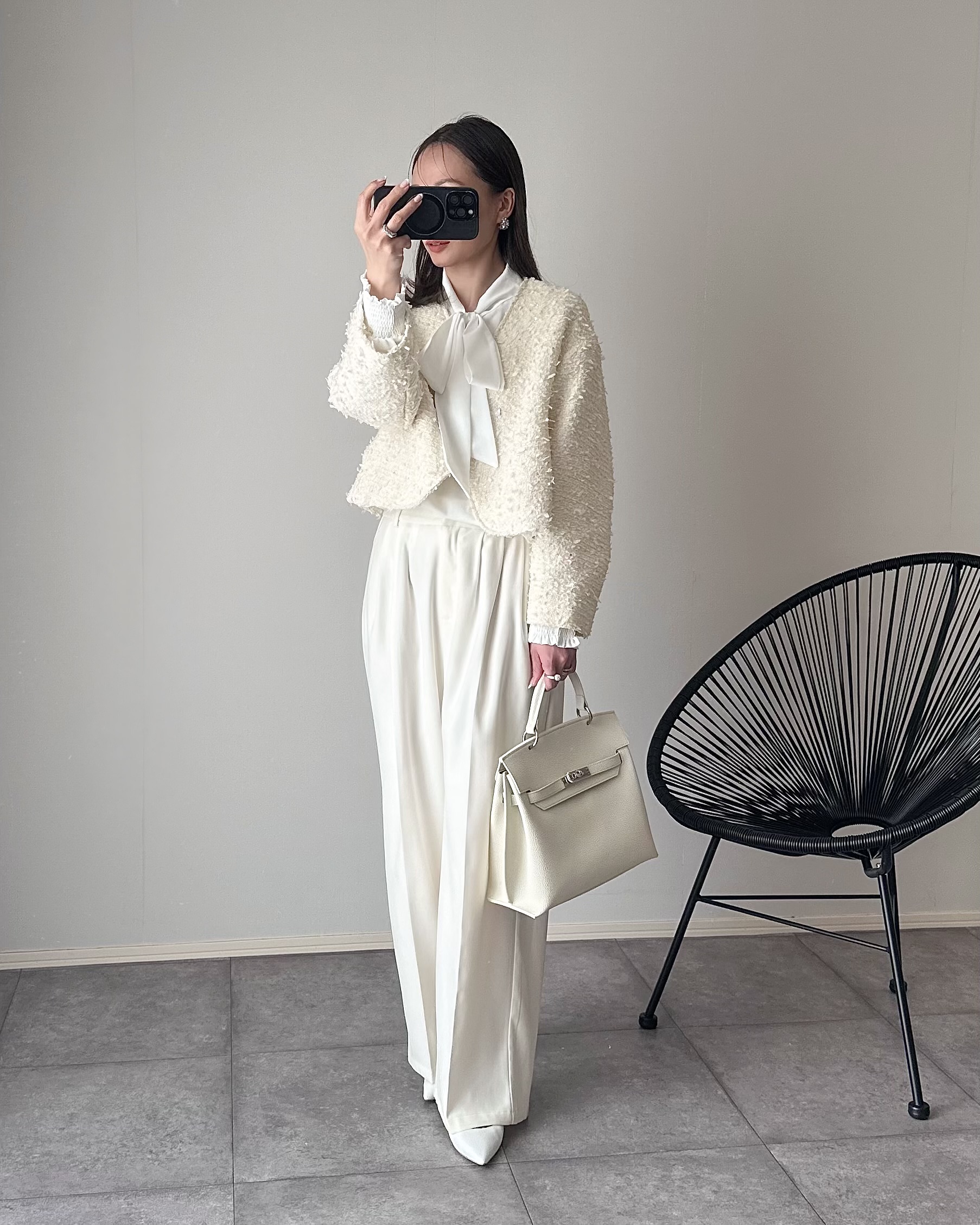 キラキラツイード スッキリ見せノーカラージャケット(kbm603)】