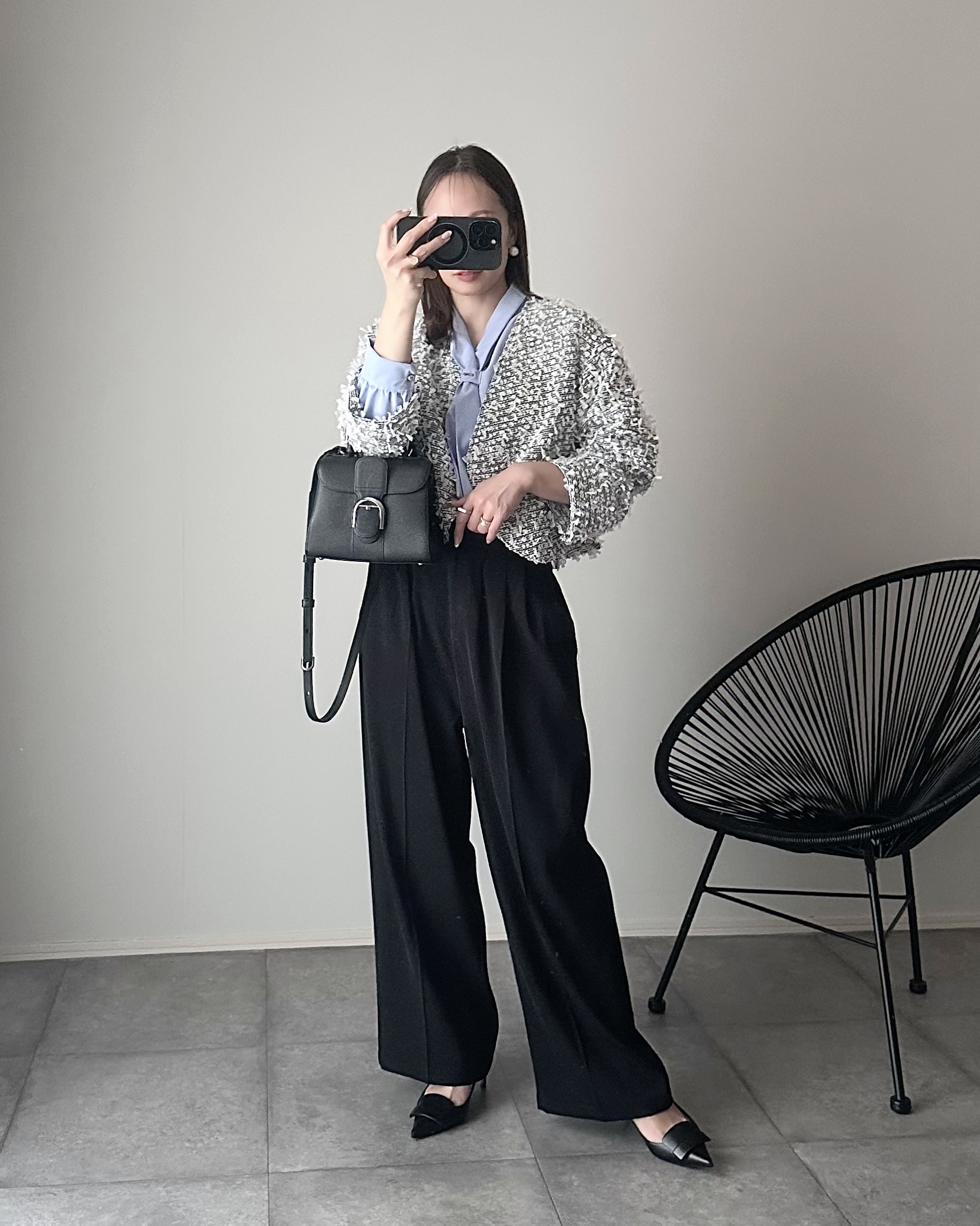 mako×Myuコラボ【キラキラツイード スッキリ見せノーカラージャケット(kbm603)】メール便OK