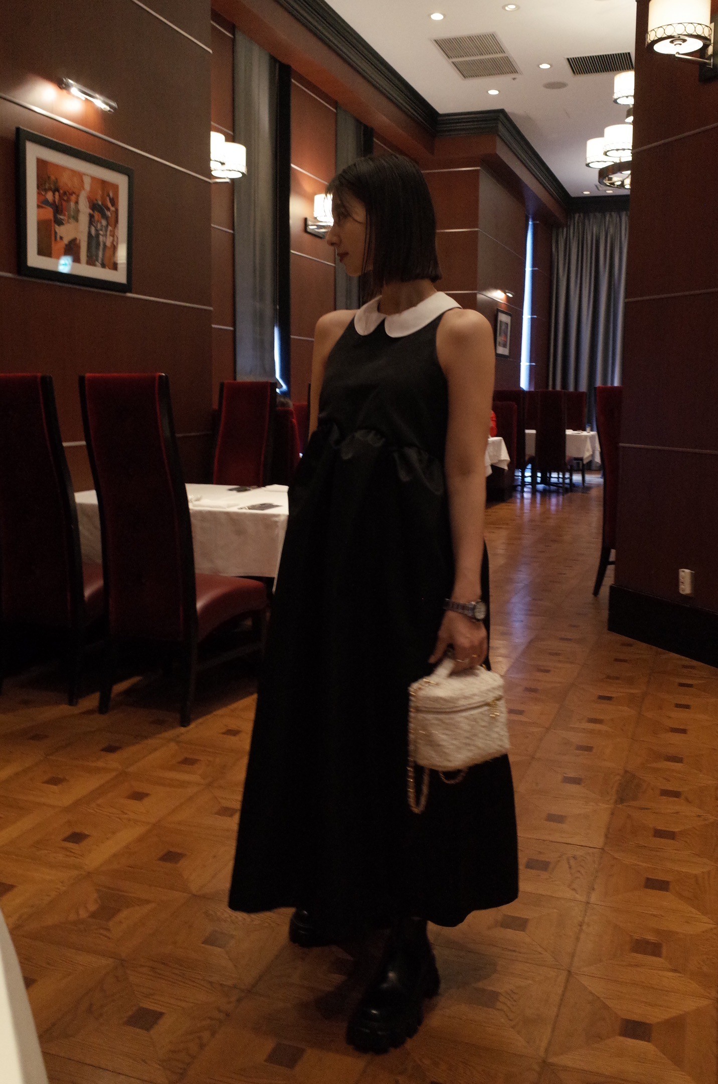 【えりか様みく様コラボ　付け衿　アメスリサテンワンピース(kbm592)】メール便OK