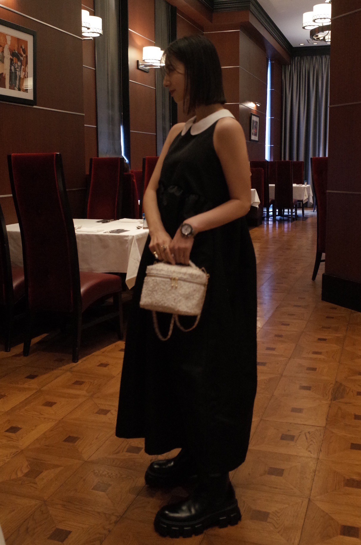 【えりか様みく様コラボ　付け衿　アメスリサテンワンピース(kbm592)】メール便OK