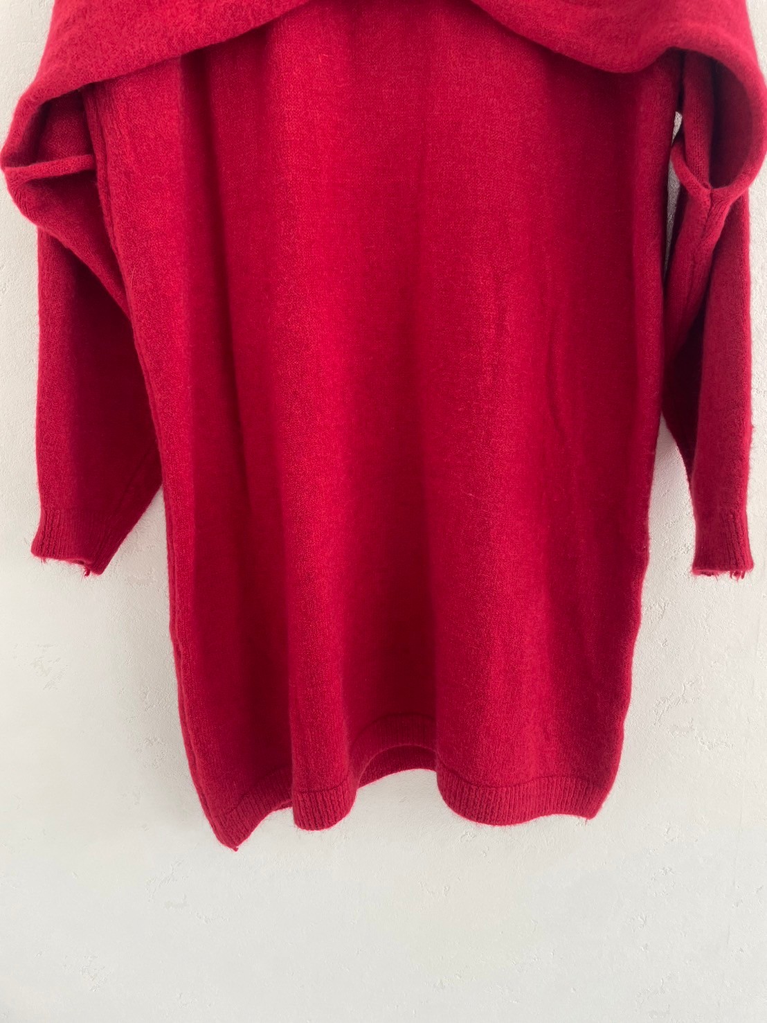 【オープンショルダー　リボンニットワンピース(ab562)】メール便OK