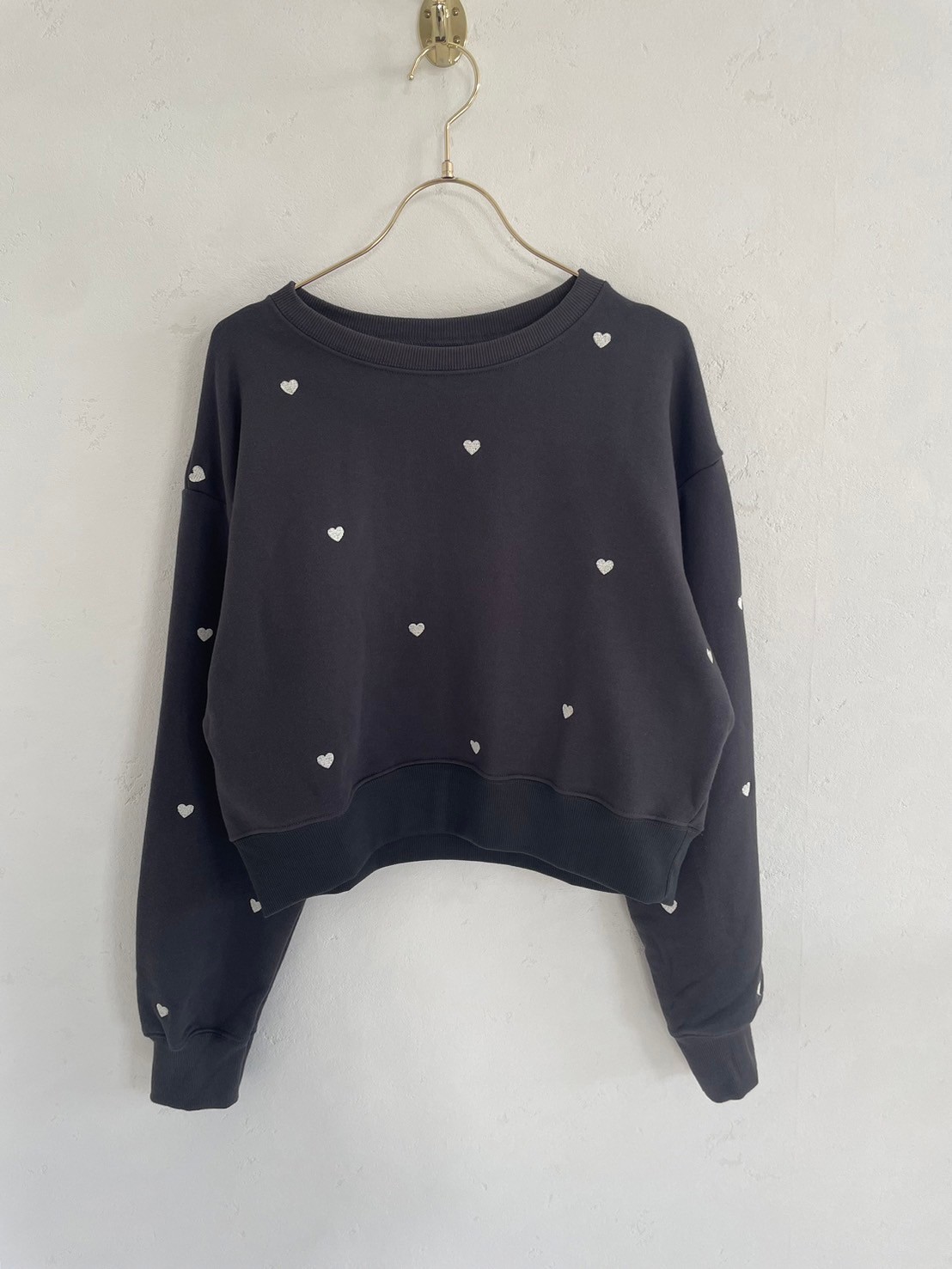 【裏毛　ハート刺繍　スウェット　プルオーバー(32115)(sd0059)】メール便OK