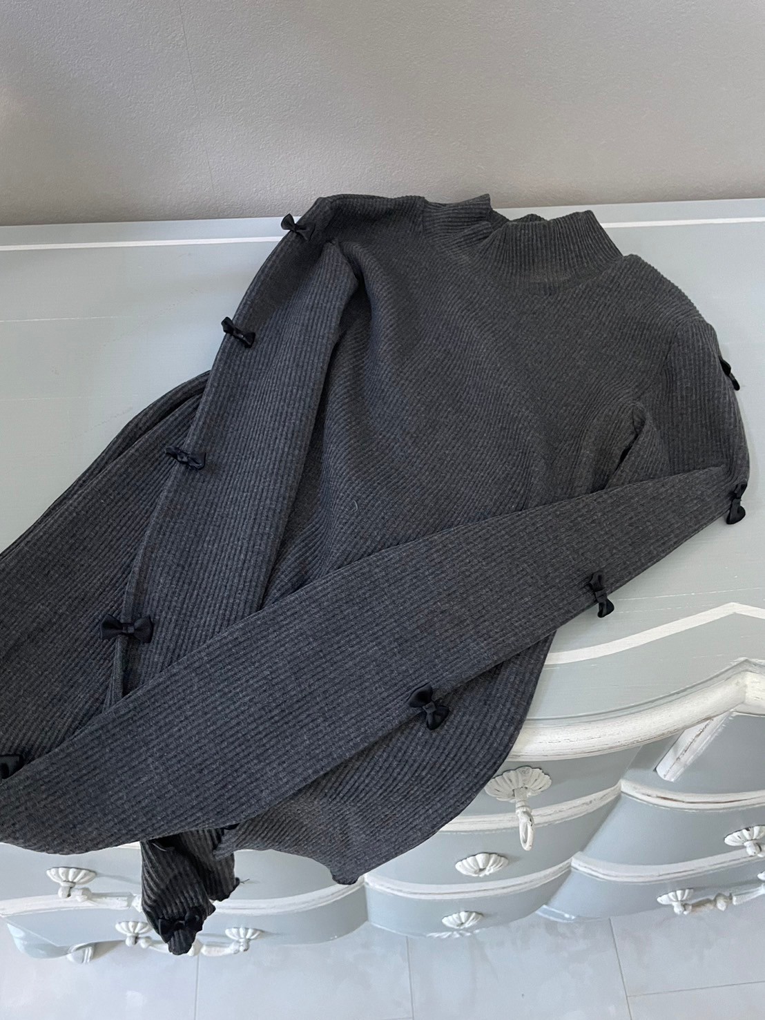 袖リボンリブカットソー(kbm591)