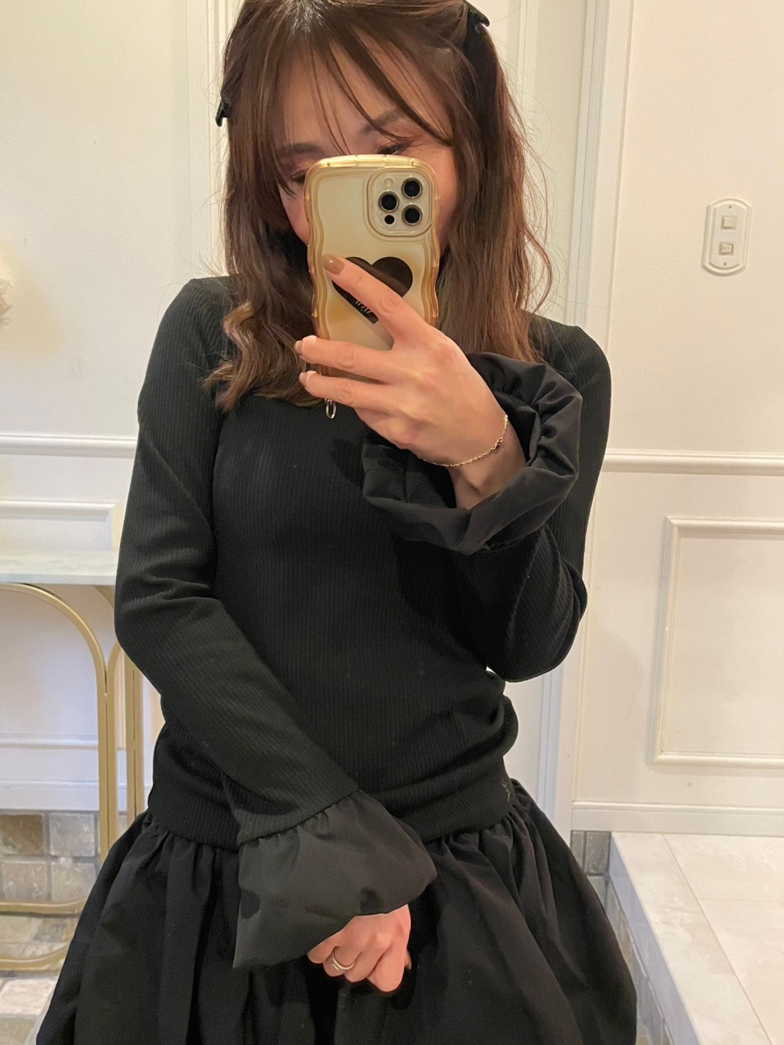 【バルーンスリーブ　リブ　クルーネック(kbm596)】メール便OK