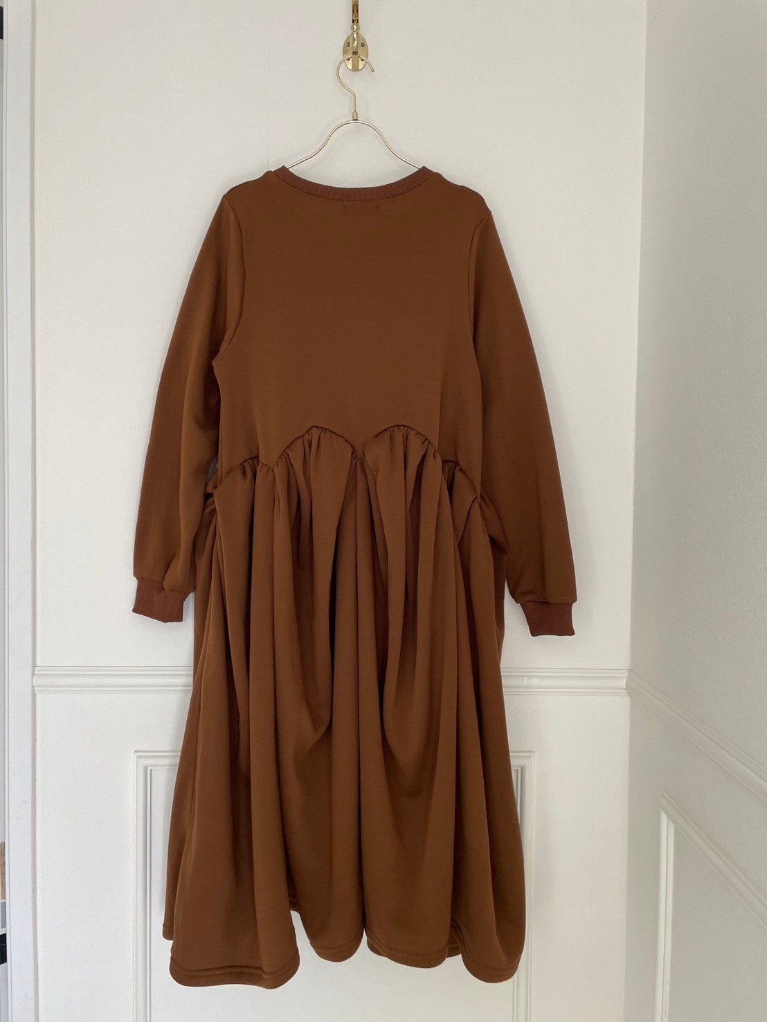 【裏起毛　パンプキンワンピース/ロング丈(kbm547)】 TH