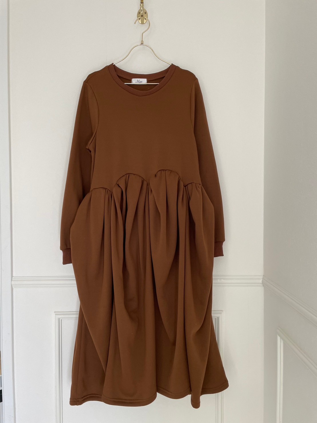 【裏起毛　パンプキンワンピース/ロング丈(kbm547)】 TH