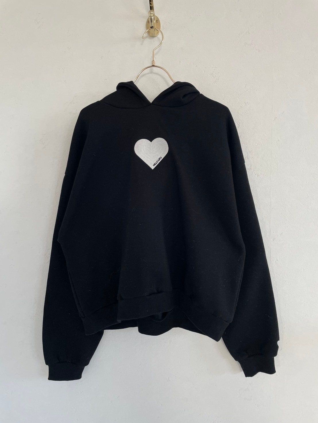 【裏起毛ハート刺繍フードパーカー(myu1206)】