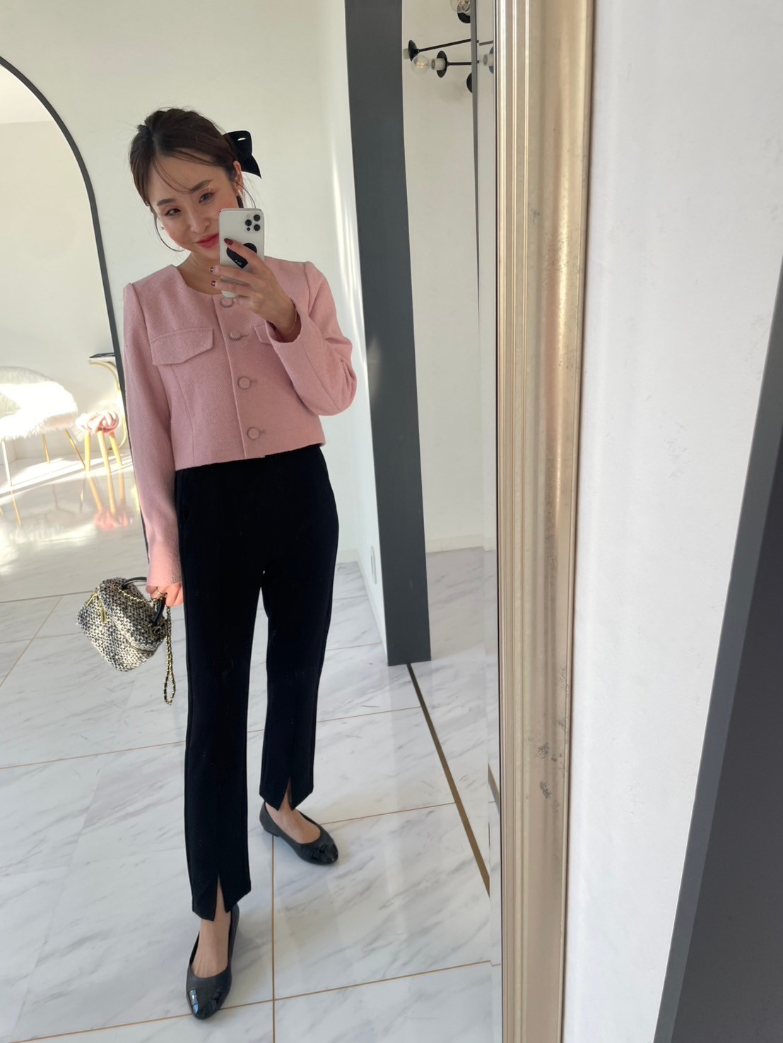 【スーパーストレッチ極楽＆超美脚パンツ/スリットあり(kbm566)】