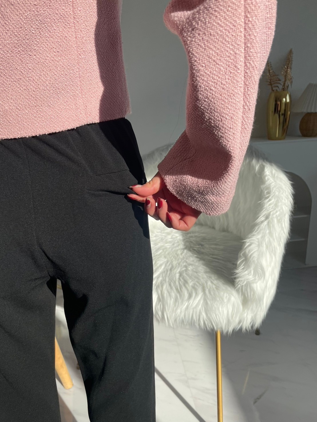 【スーパーストレッチ極楽＆超美脚パンツ/スリットあり(kbm566)】