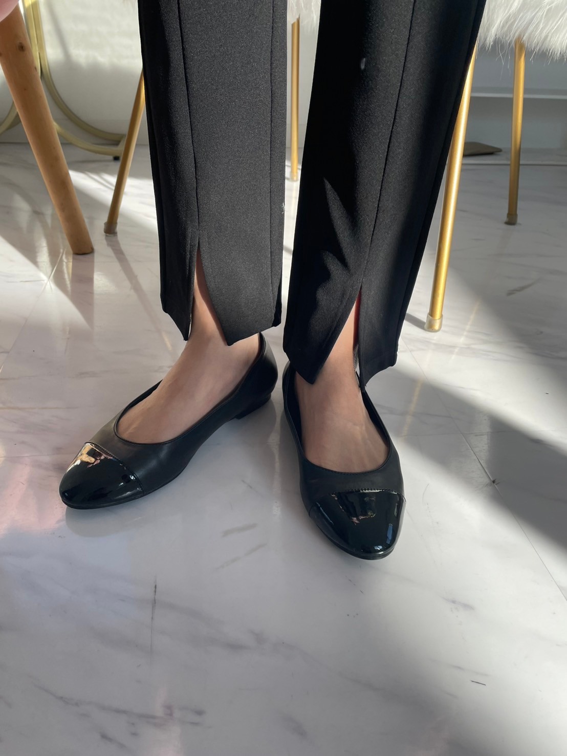 【スーパーストレッチ極楽＆超美脚パンツ/スリットあり(kbm566)】