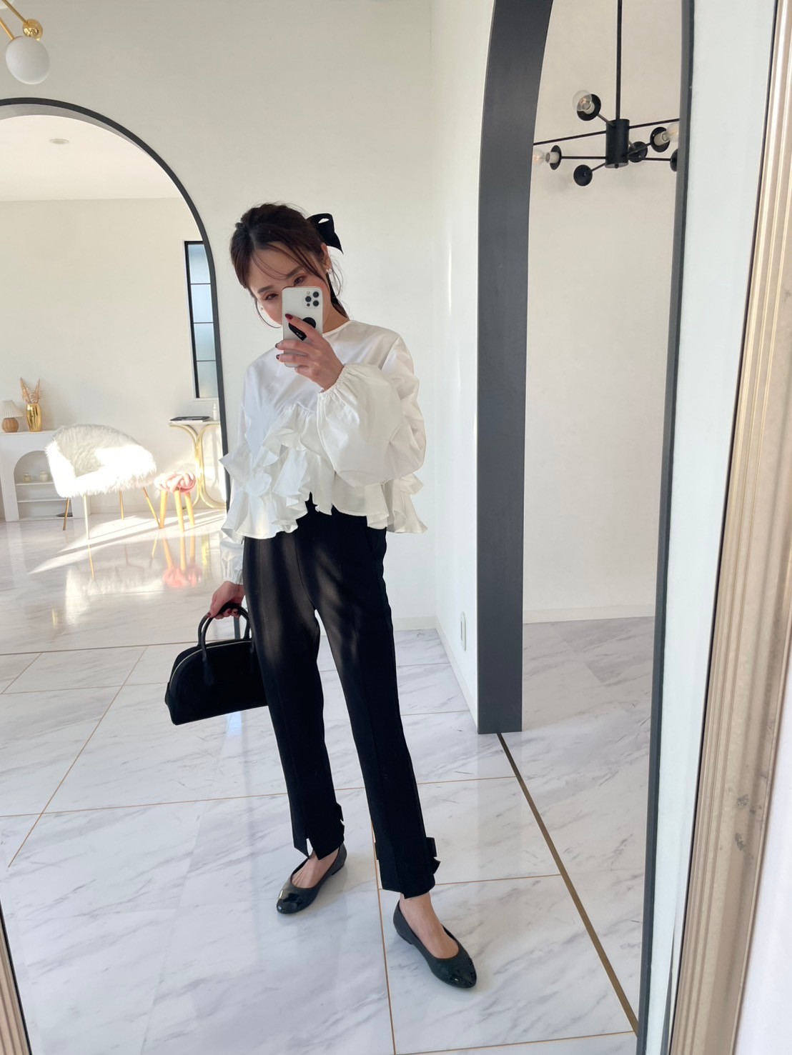 【スーパーストレッチ極楽＆超美脚パンツ/スリットあり(kbm566)】