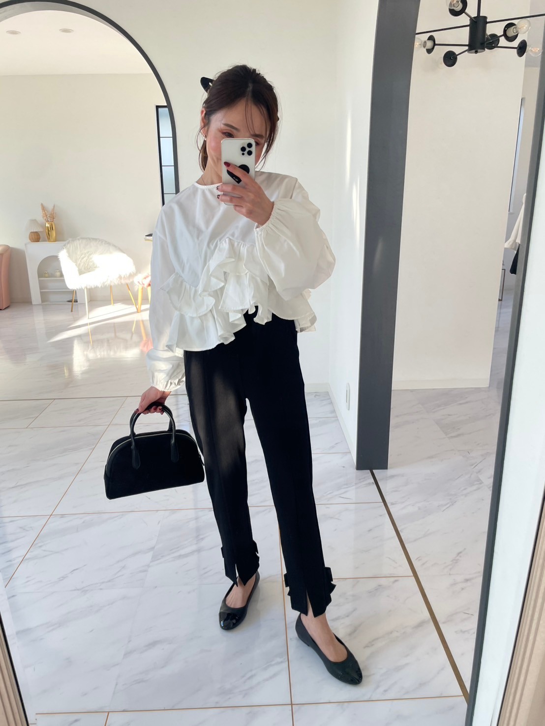 【スーパーストレッチ極楽＆超美脚パンツ/スリットあり(kbm566)】