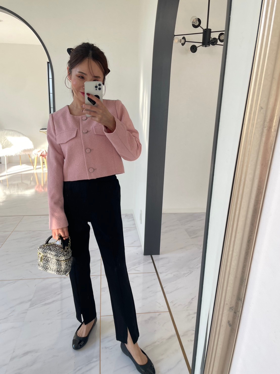 【スーパーストレッチ極楽＆超美脚パンツ/スリットあり(kbm566)】