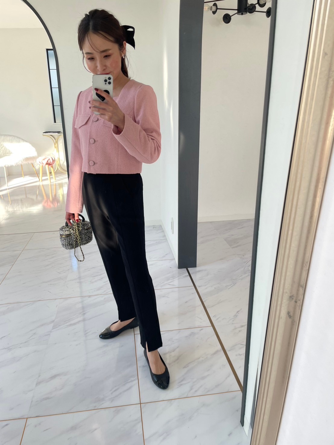 【スーパーストレッチ極楽＆超美脚パンツ/スリットあり(kbm566)】