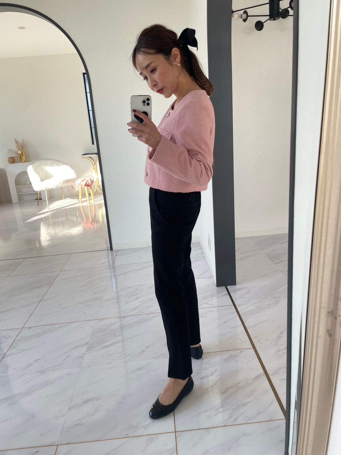 【スーパーストレッチ極楽＆超美脚パンツ/スリットあり(kbm566)】