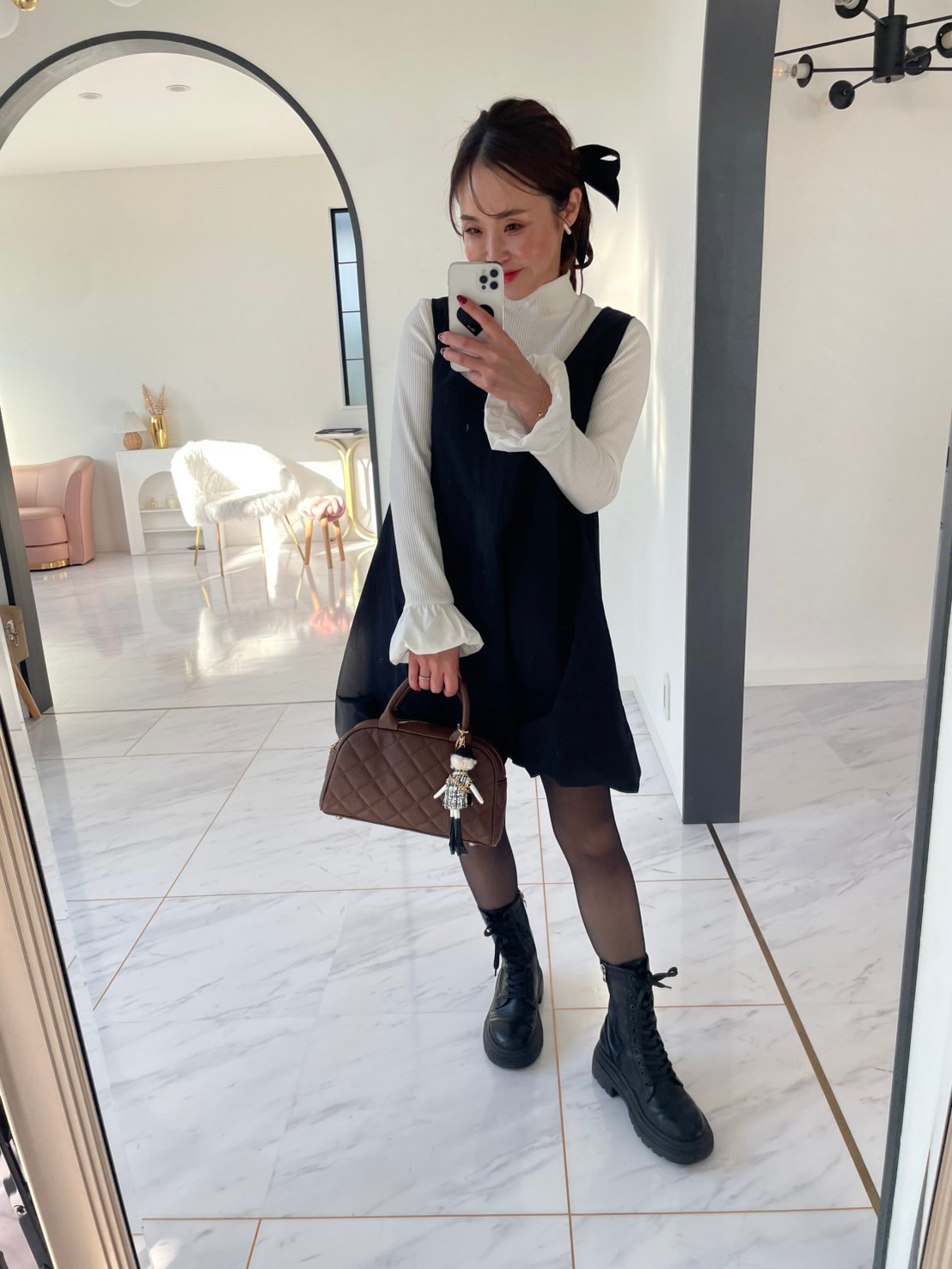 【バルーンスリーブ　リブ　クルーネック(kbm596)】