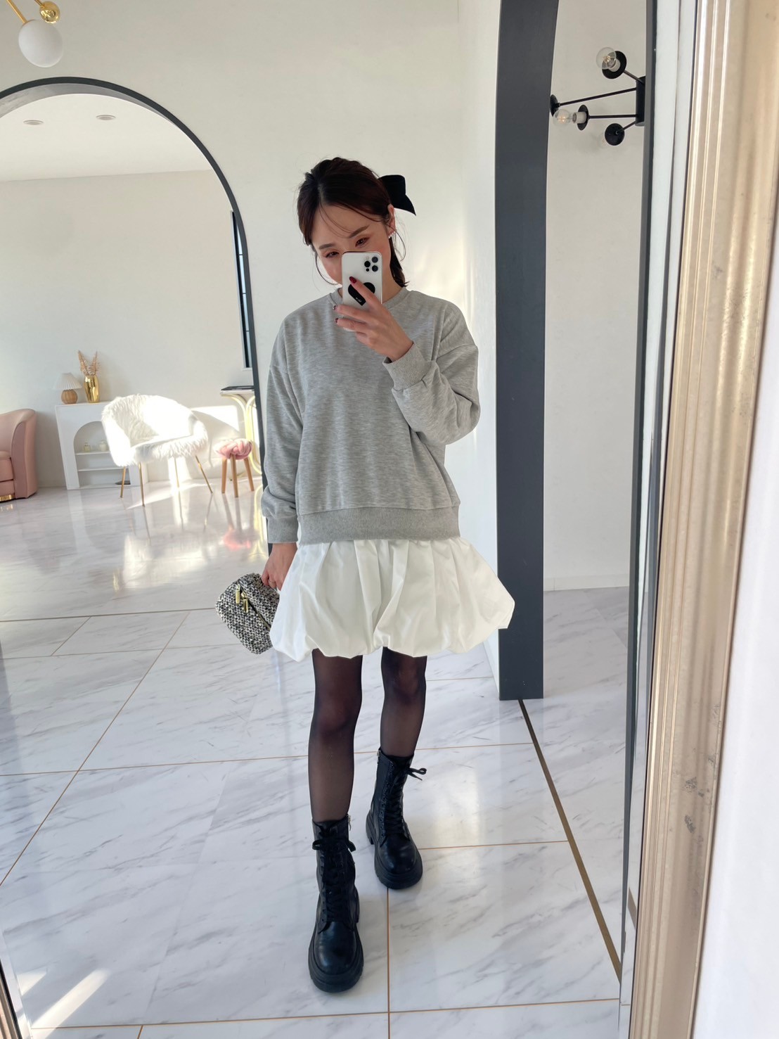 【バルーンスカート　ドッキング裏毛プルオーバー(kbm597)】