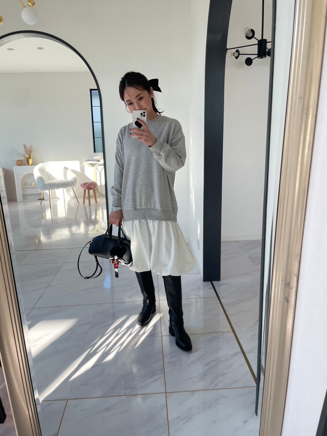 【バルーンスカート　ドッキング裏毛プルオーバー(kbm597)】