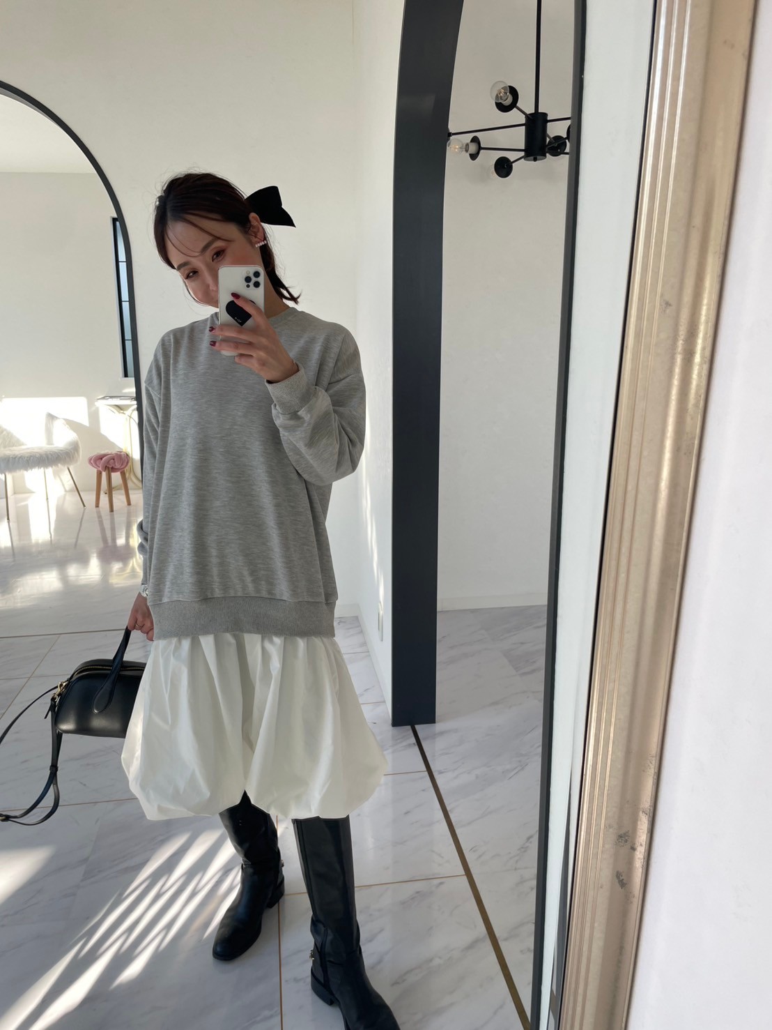 【バルーンスカート　ドッキング裏毛プルオーバー(kbm597)】