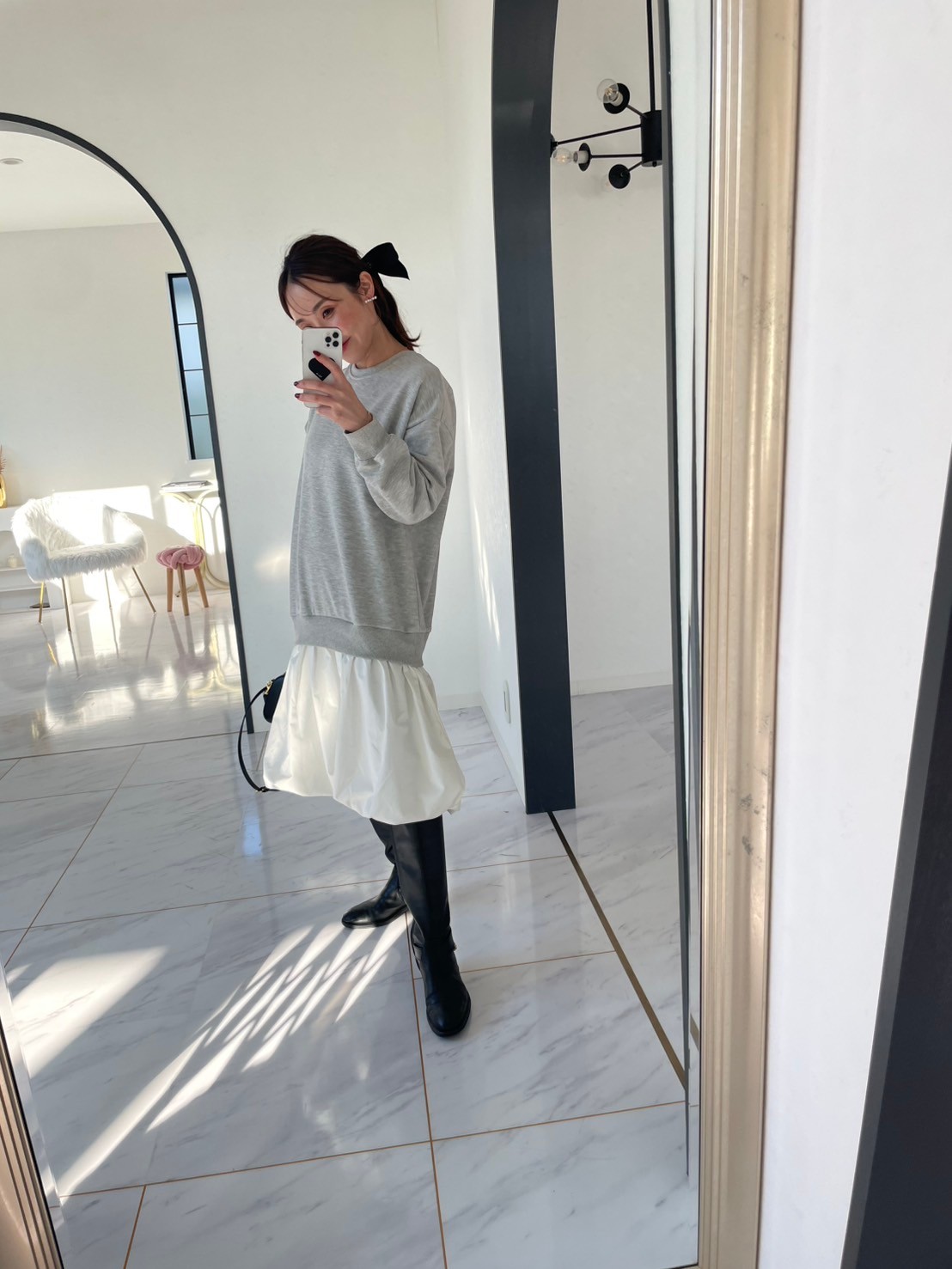 【バルーンスカート　ドッキング裏毛プルオーバー(kbm597)】