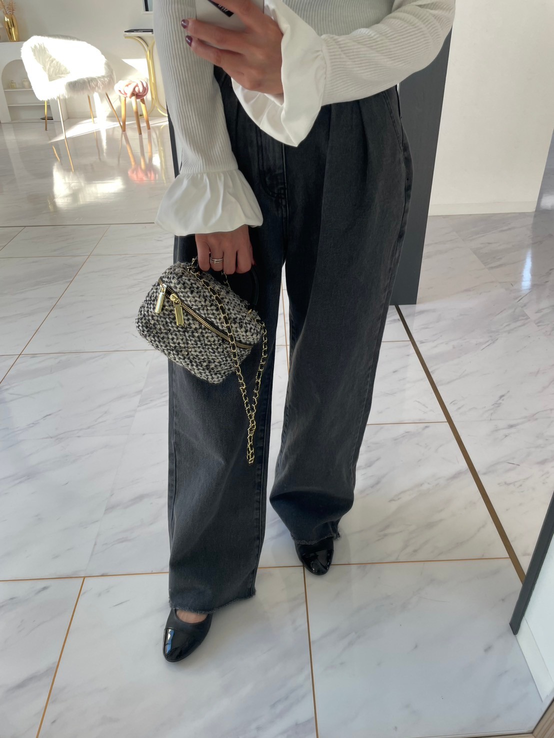 【バルーンスリーブ　リブ　クルーネック(kbm596)】