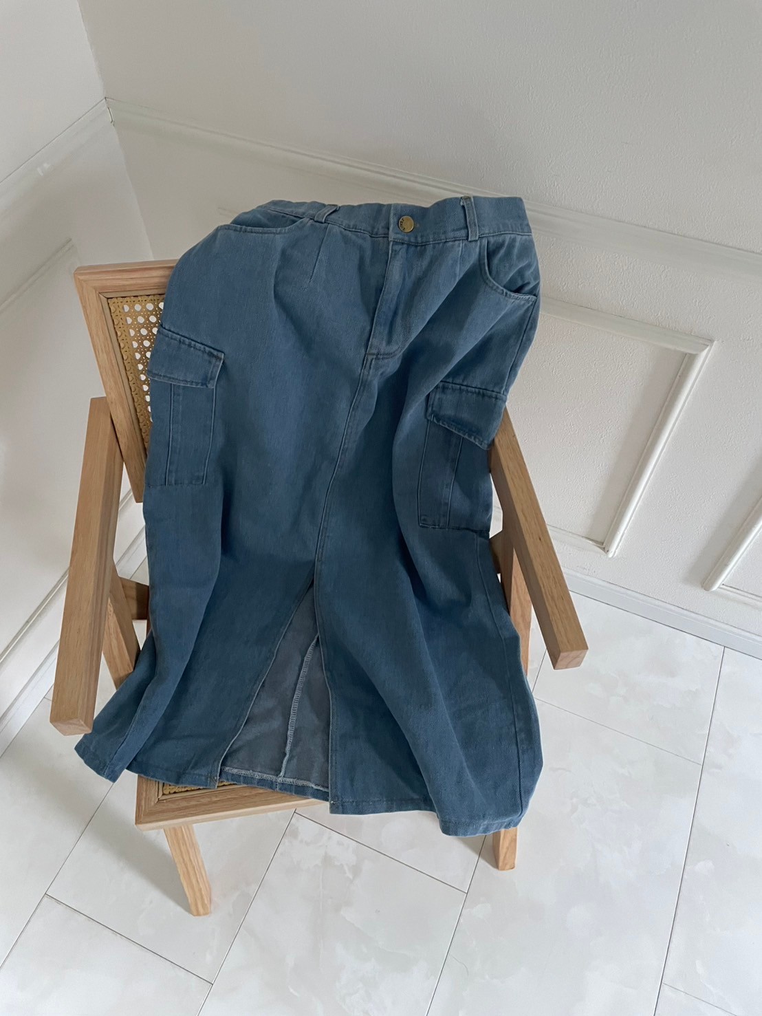 【柔らかデニム体型カバーデニムスカート(kk1002)】