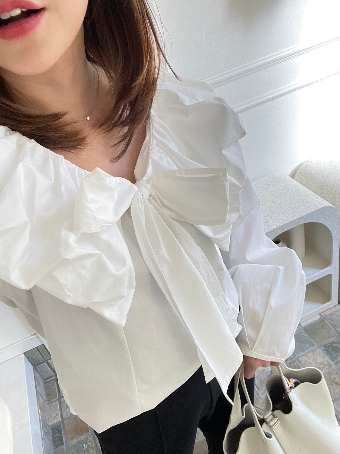 【バルーンカラー BIGリボンブラウス(kk2502-14)】