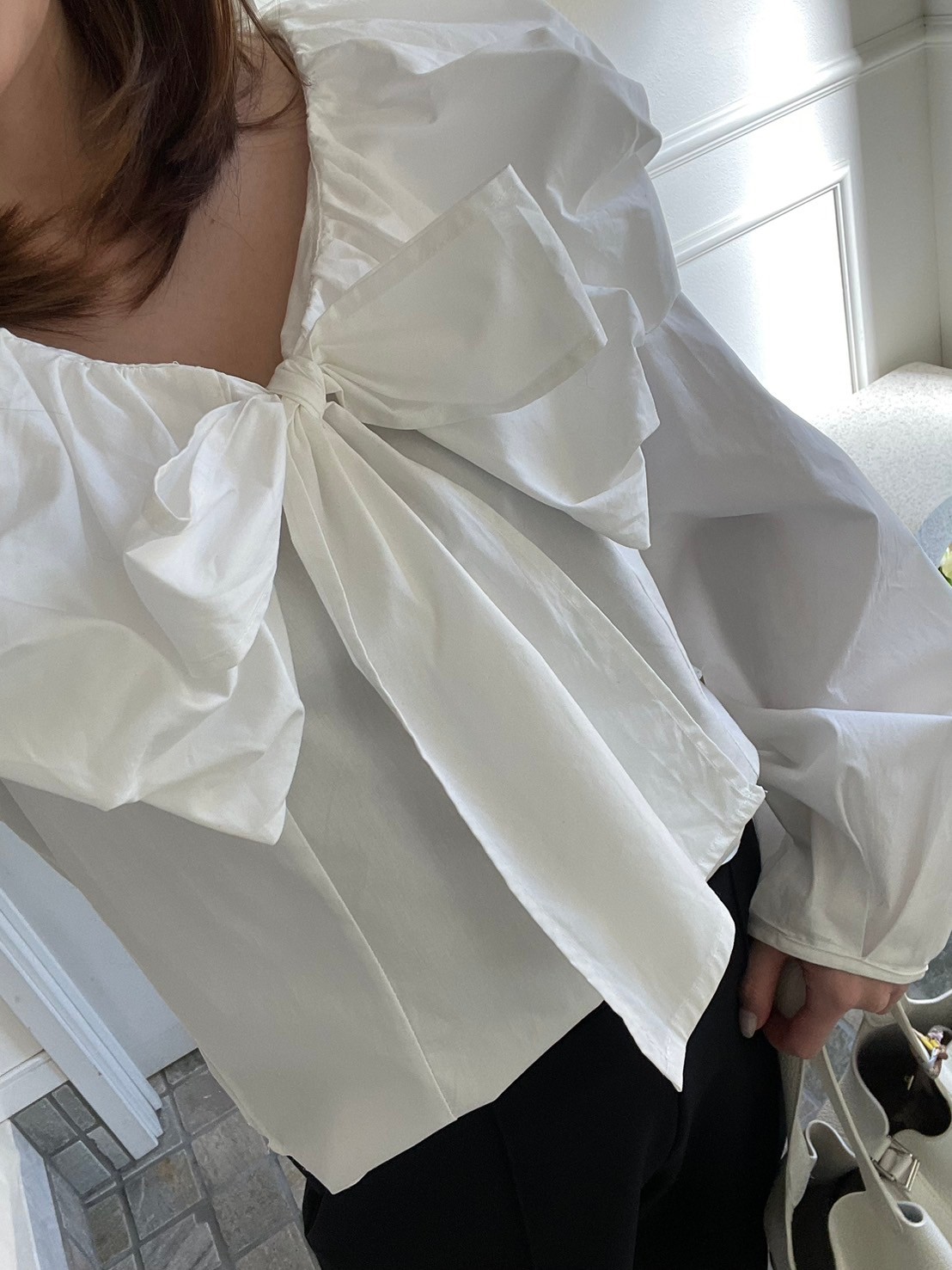 【バルーンカラー BIGリボンブラウス(kk2502-14)】