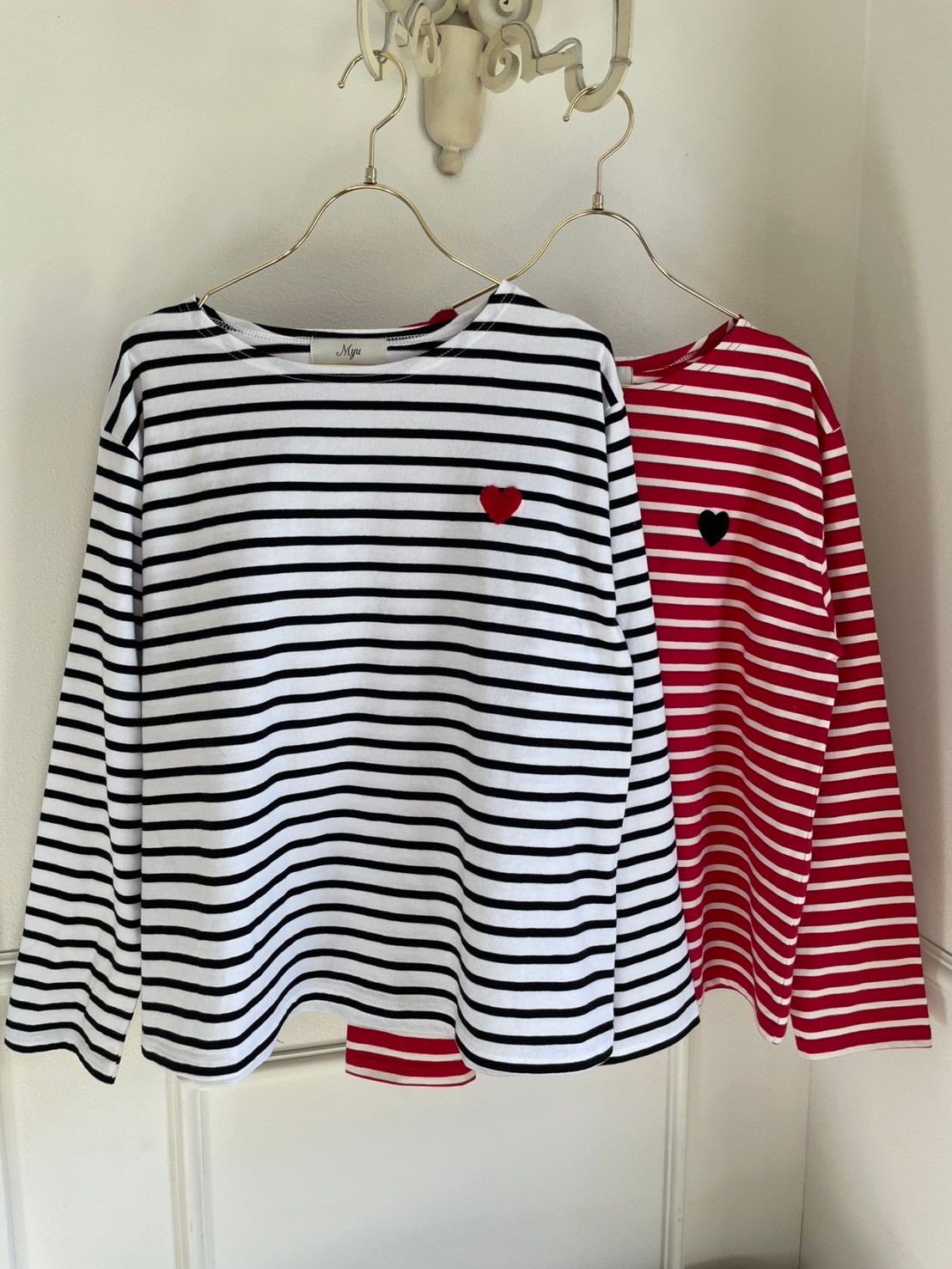 ぷくぷくハートボーダーTシャツ(myu1214)