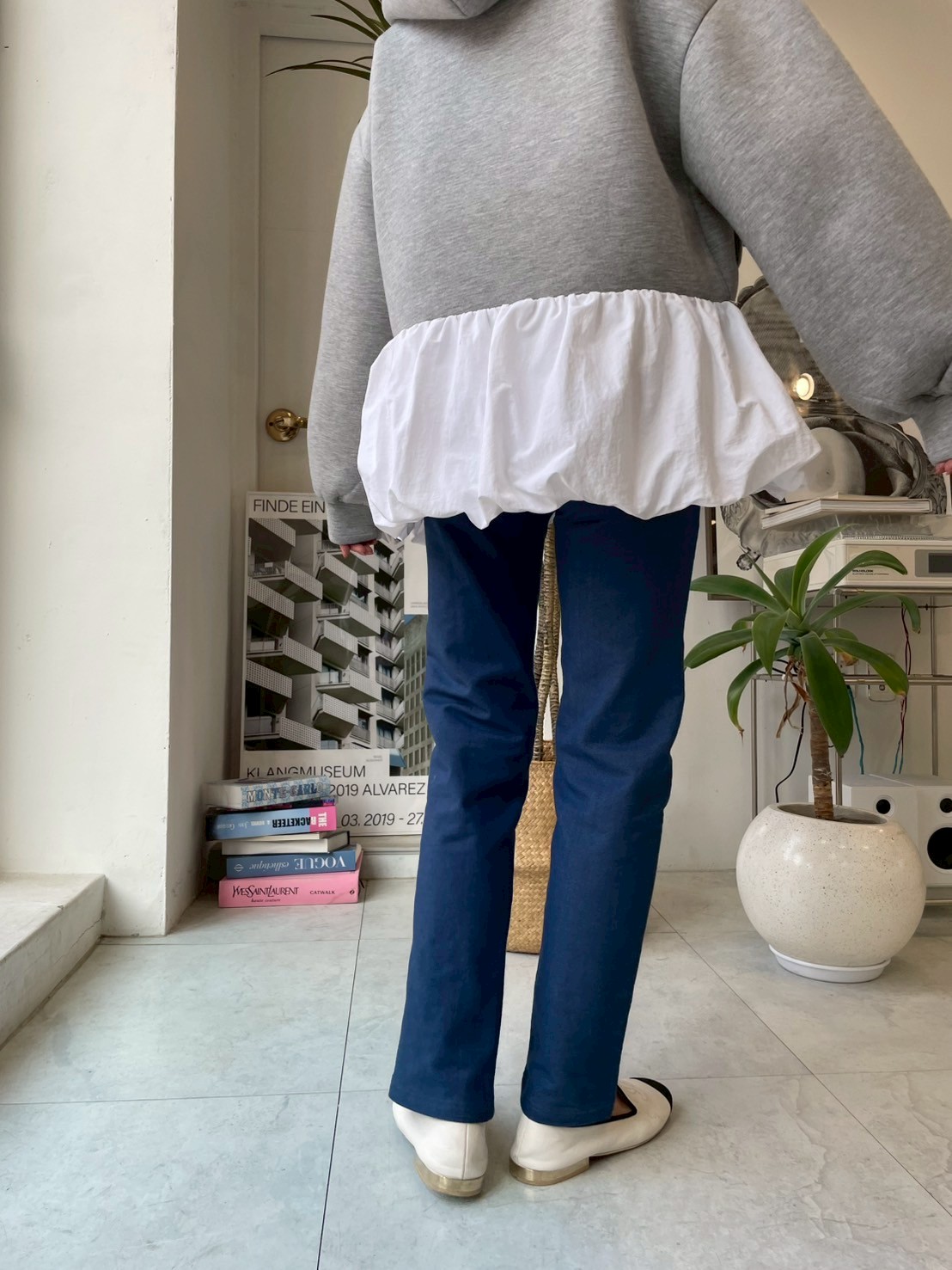 柔らかストレッチデニムリボン美脚パンツ(myu1212)