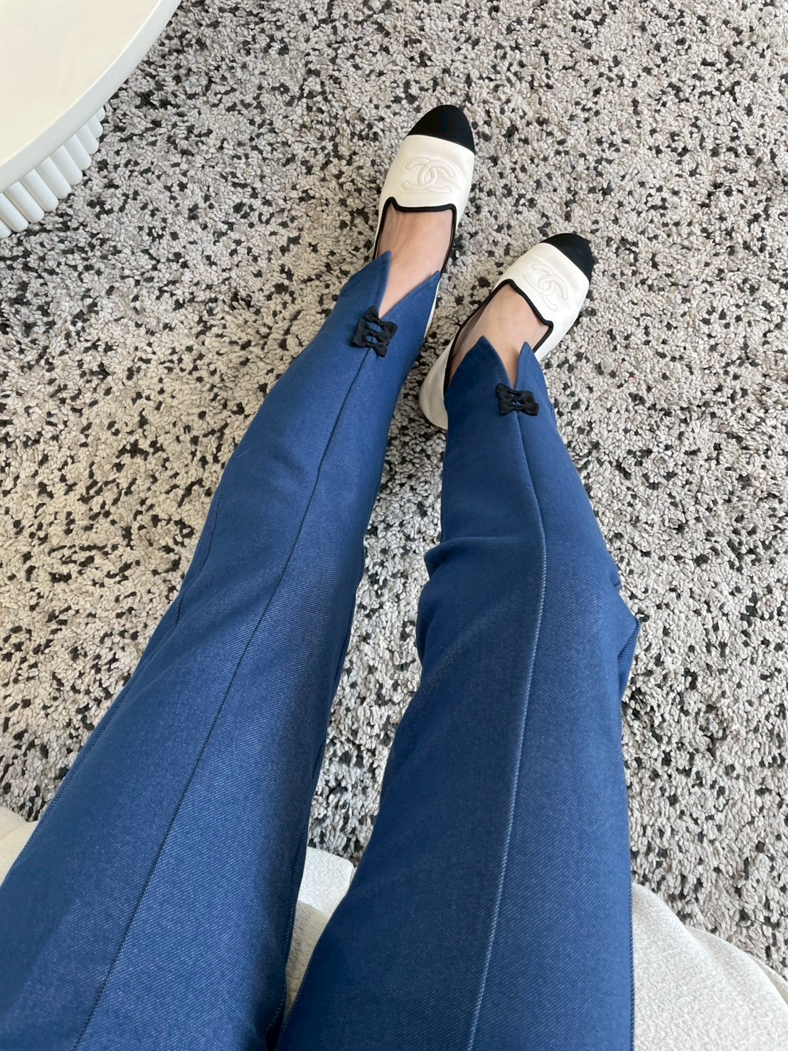 柔らかストレッチデニムリボン美脚パンツ(myu1212)