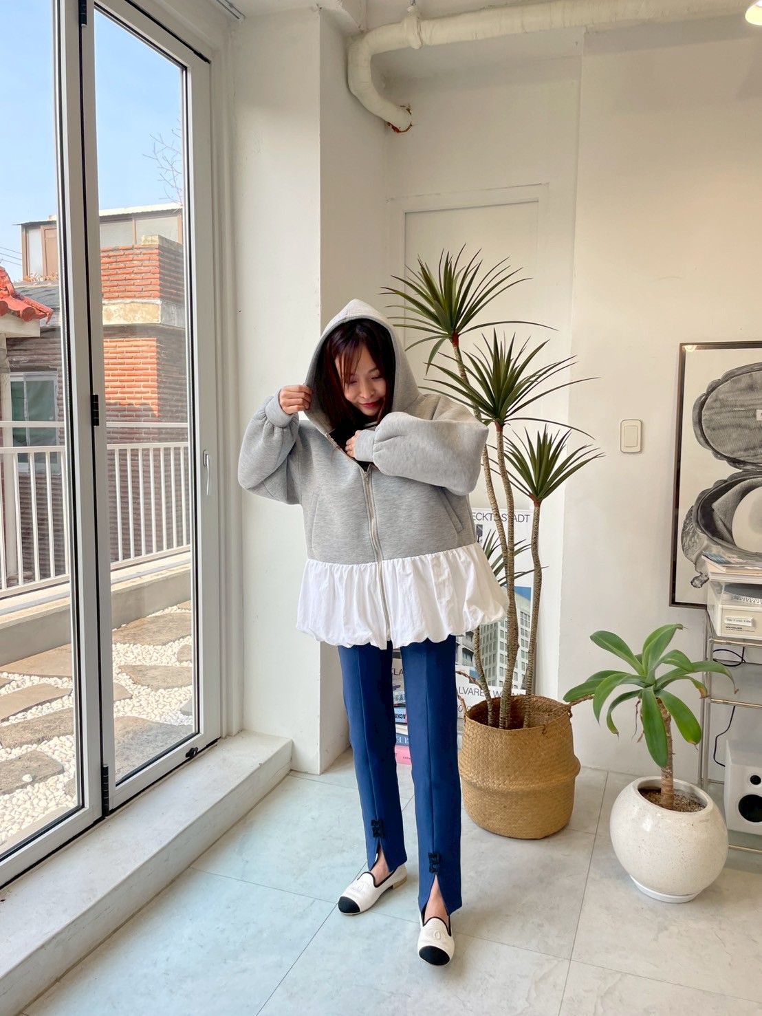 柔らかストレッチデニムリボン美脚パンツ(myu1212)