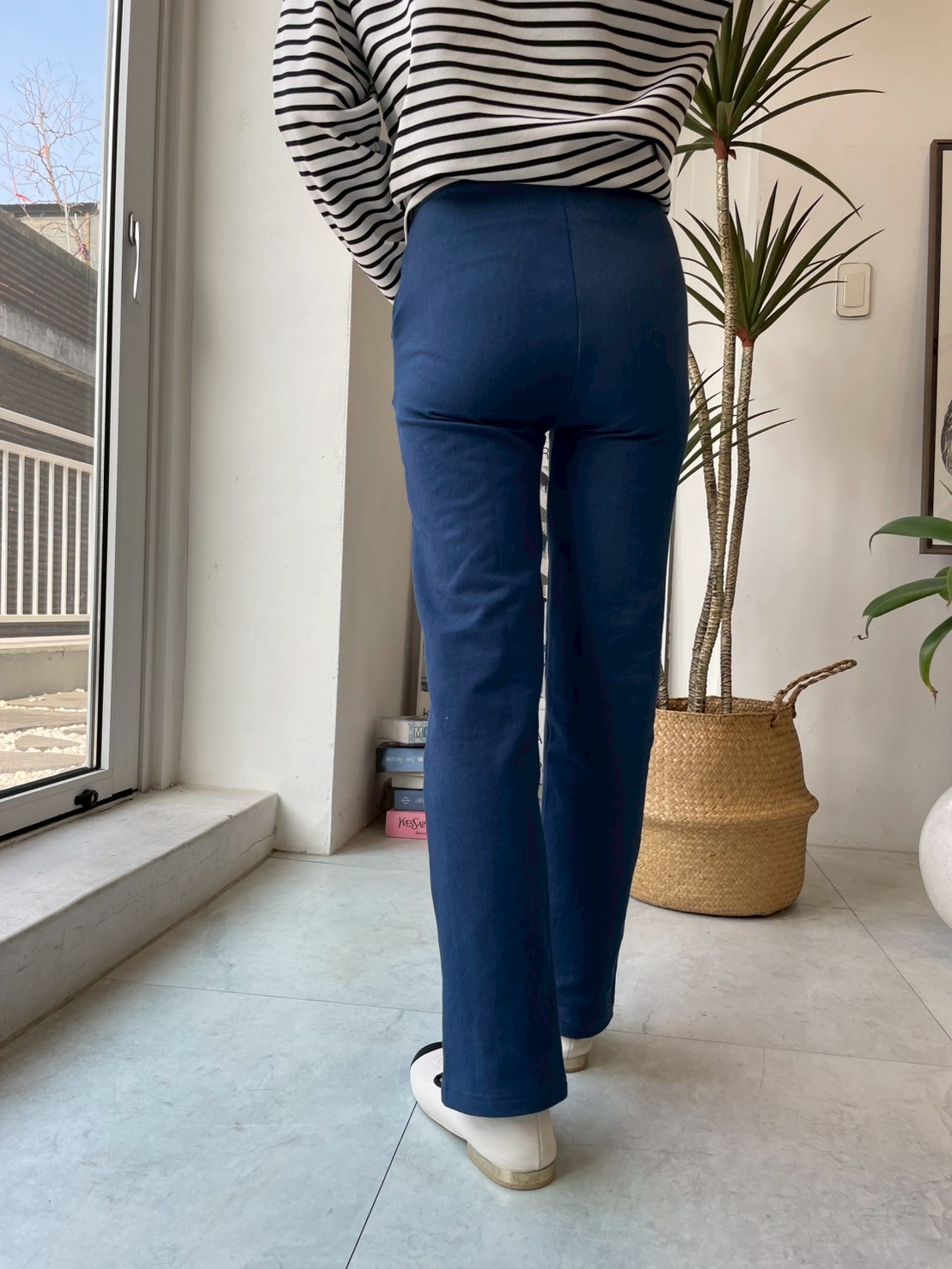 柔らかストレッチデニムリボン美脚パンツ(myu1212)