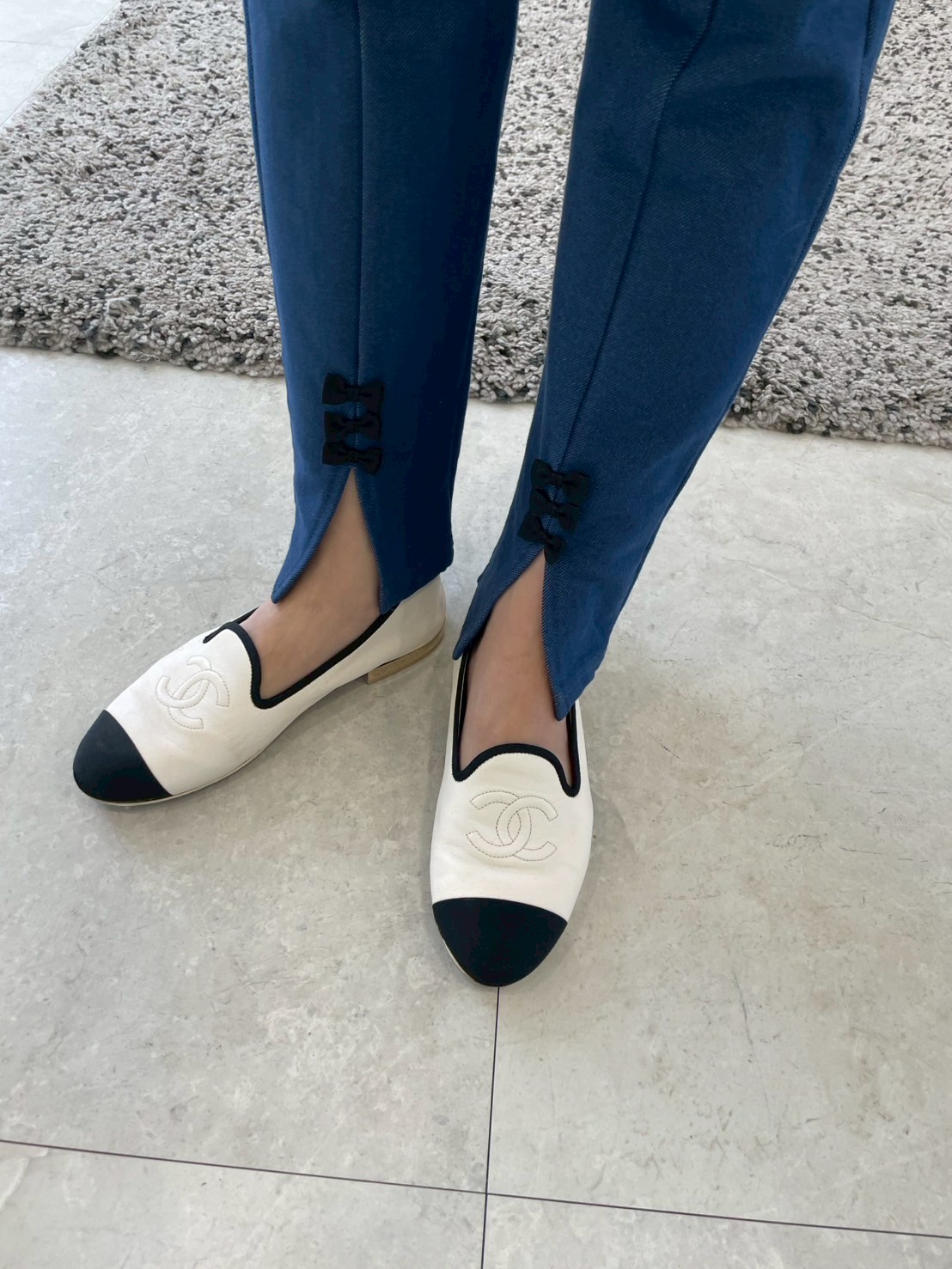 柔らかストレッチデニムリボン美脚パンツ(myu1212)