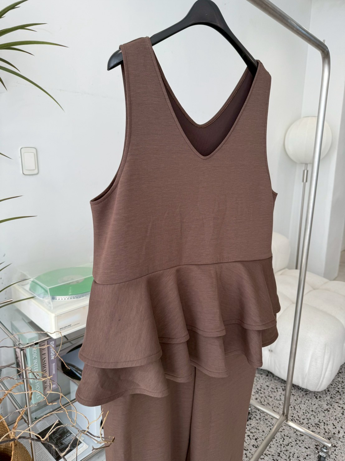 【驚くほど楽ちんでびっくりするほど体型カバー】 ウエストフリルストレッチサロペット(ma11-2508)