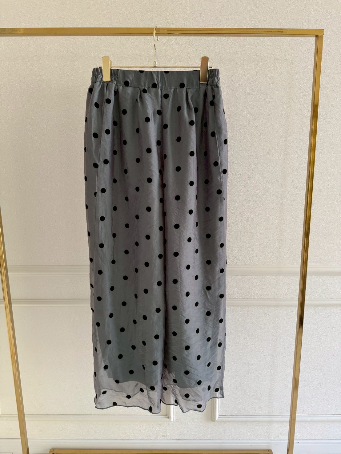 フロッキードット リラックスワイドパンツ