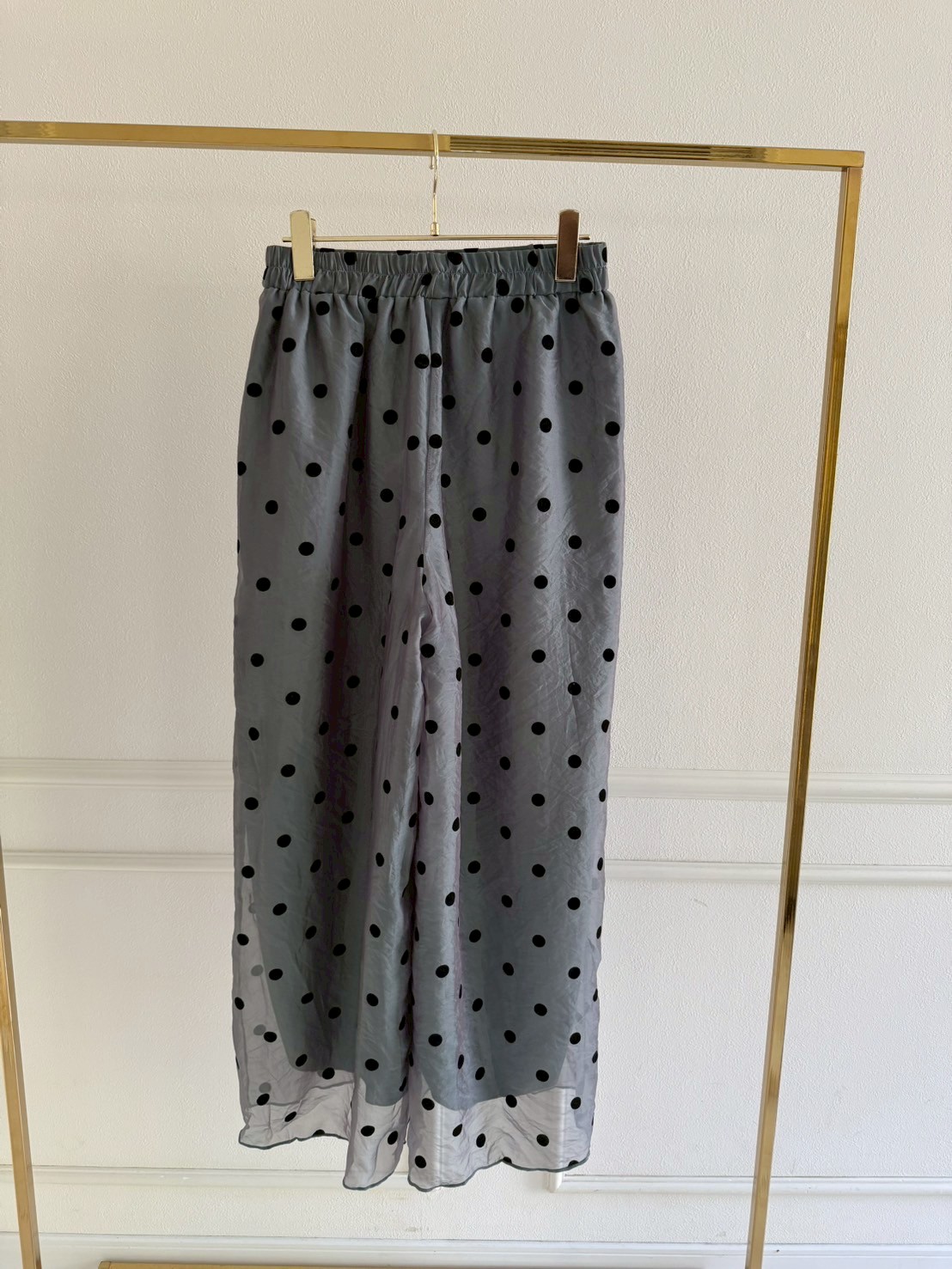 フロッキードット リラックスワイドパンツ