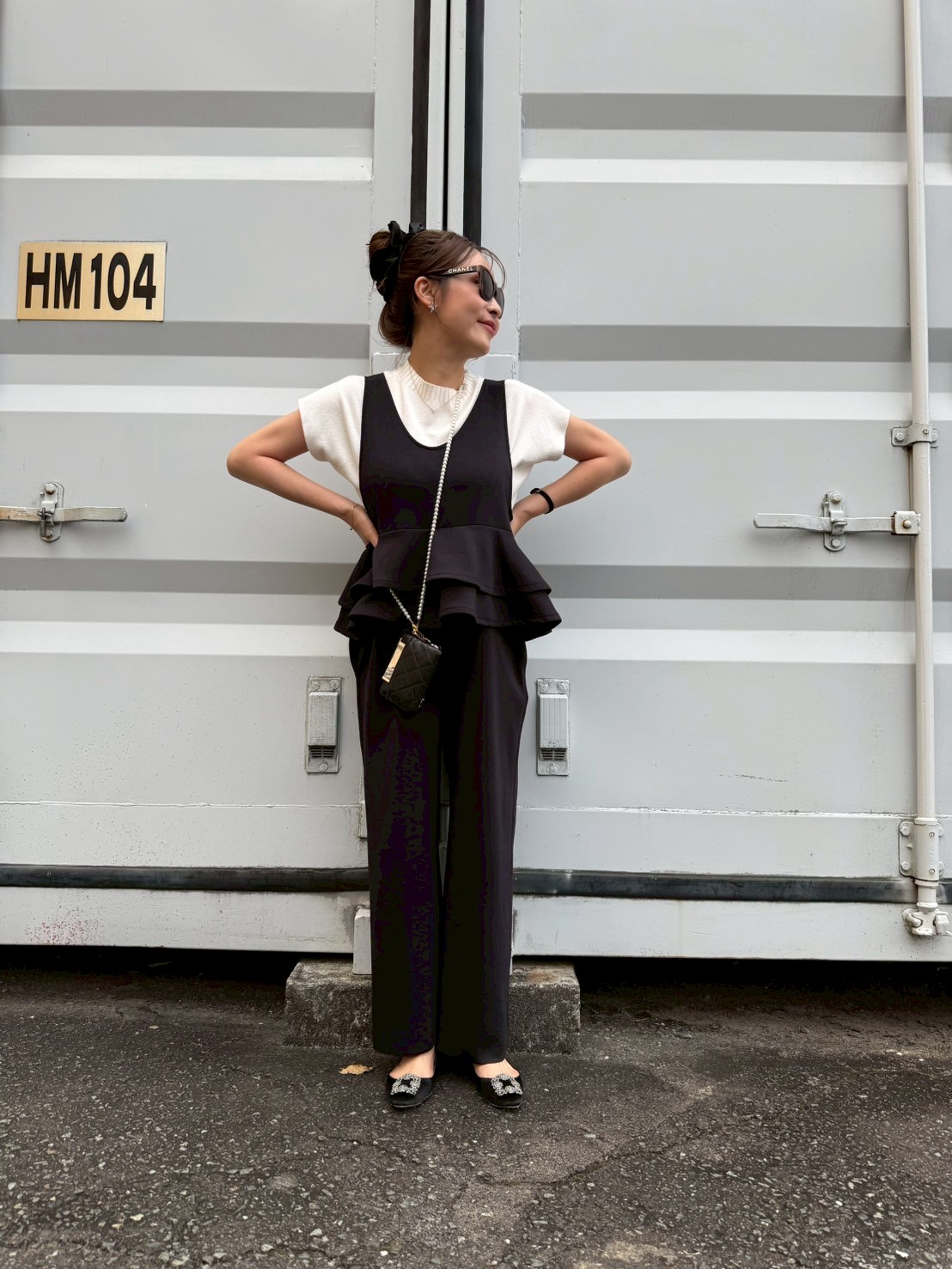 【驚くほど楽ちんでびっくりするほど体型カバー】 ウエストフリルストレッチサロペット(ma11-2508)