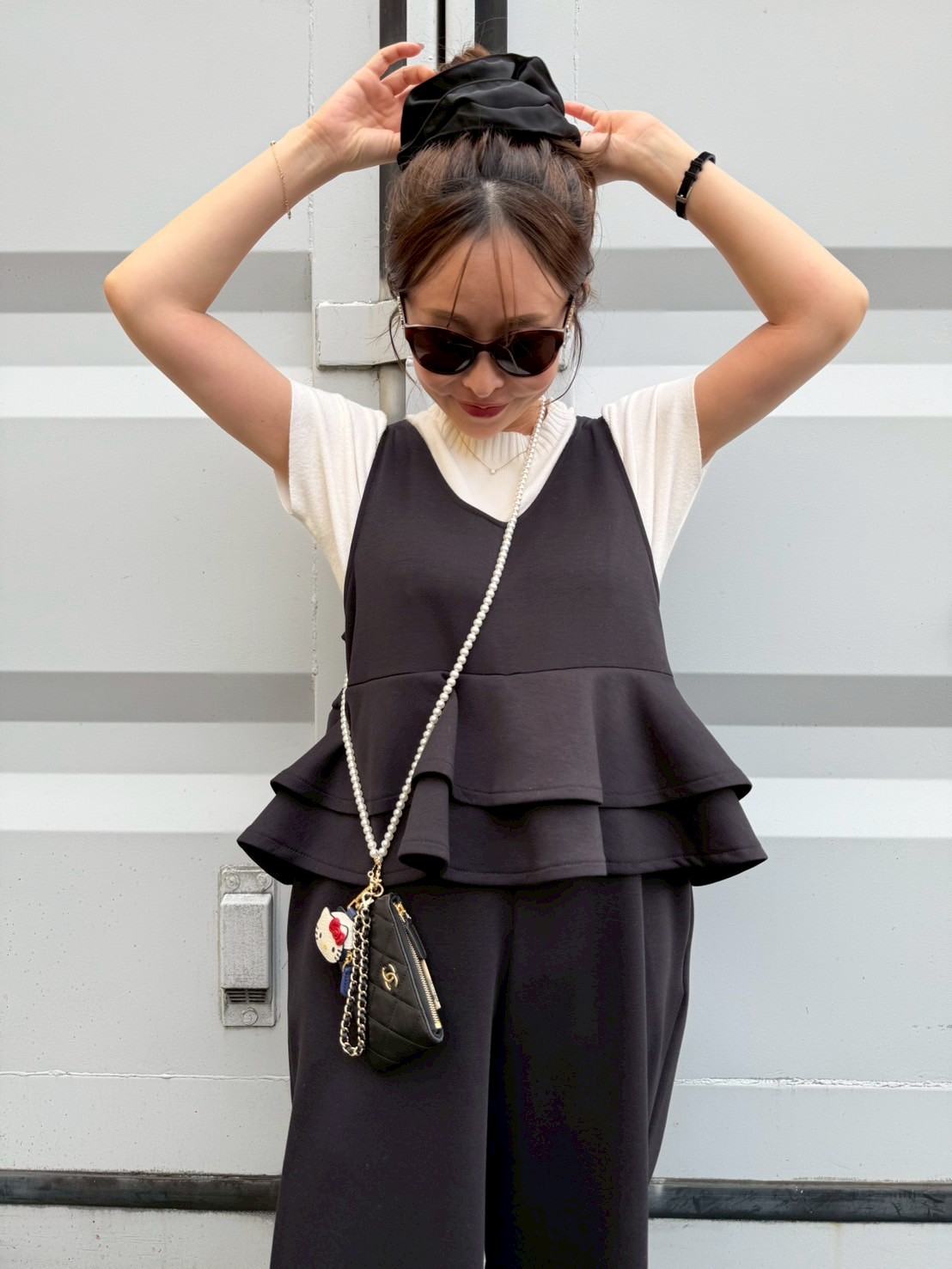 【驚くほど楽ちんでびっくりするほど体型カバー】 ウエストフリルストレッチサロペット(ma11-2508)