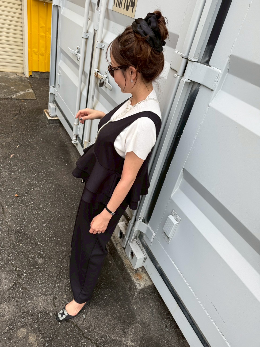 【驚くほど楽ちんでびっくりするほど体型カバー】 ウエストフリルストレッチサロペット(ma11-2508)