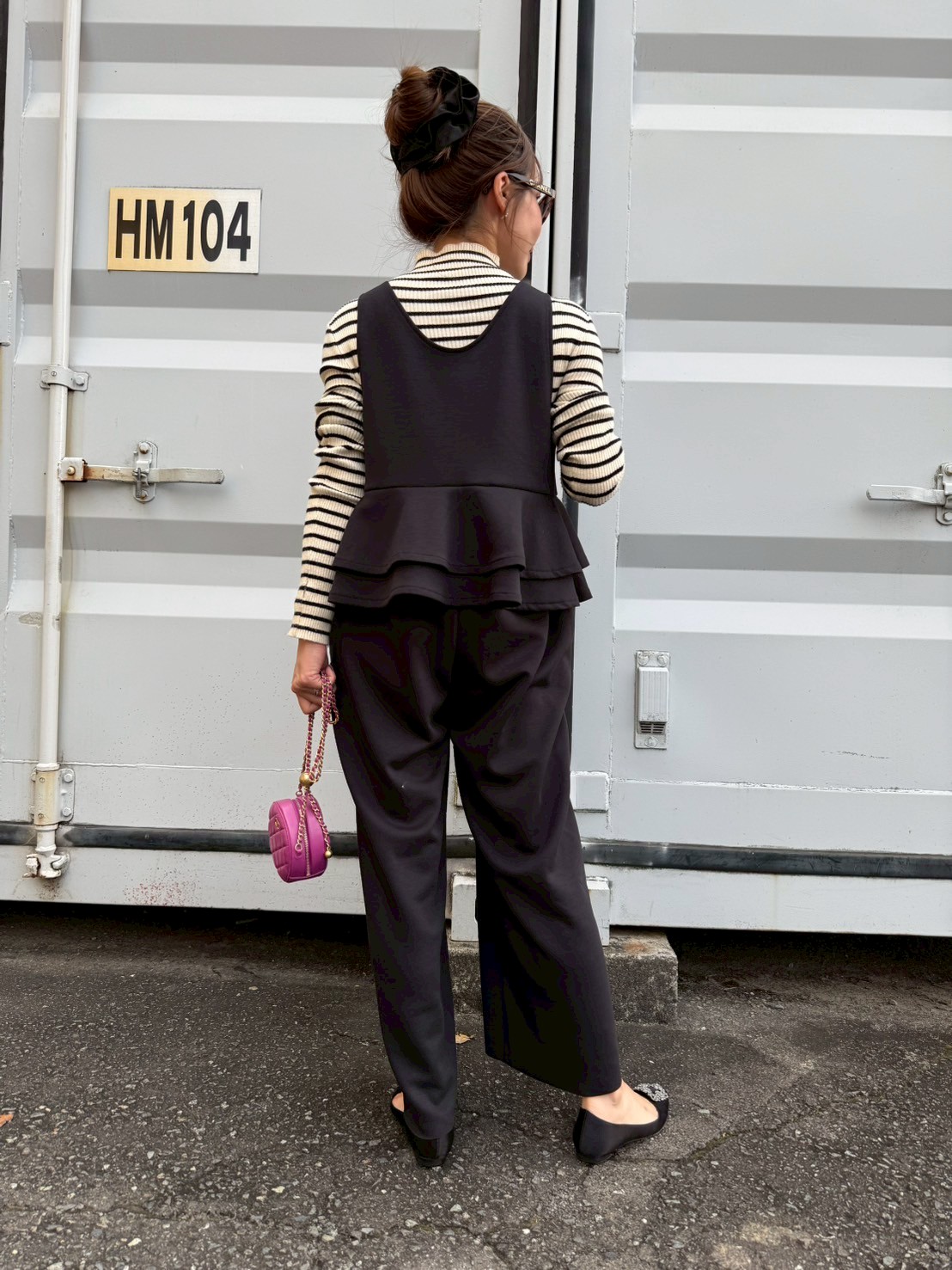 【驚くほど楽ちんでびっくりするほど体型カバー】 ウエストフリルストレッチサロペット(ma11-2508)