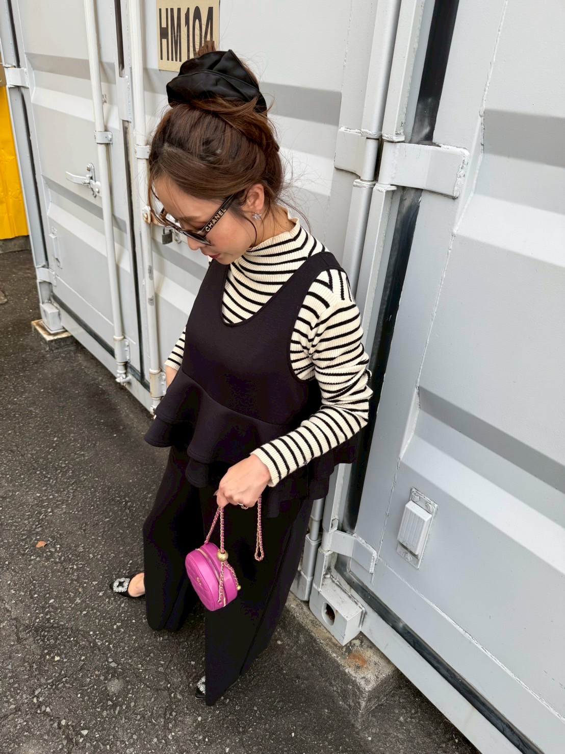 【驚くほど楽ちんでびっくりするほど体型カバー】 ウエストフリルストレッチサロペット(ma11-2508)