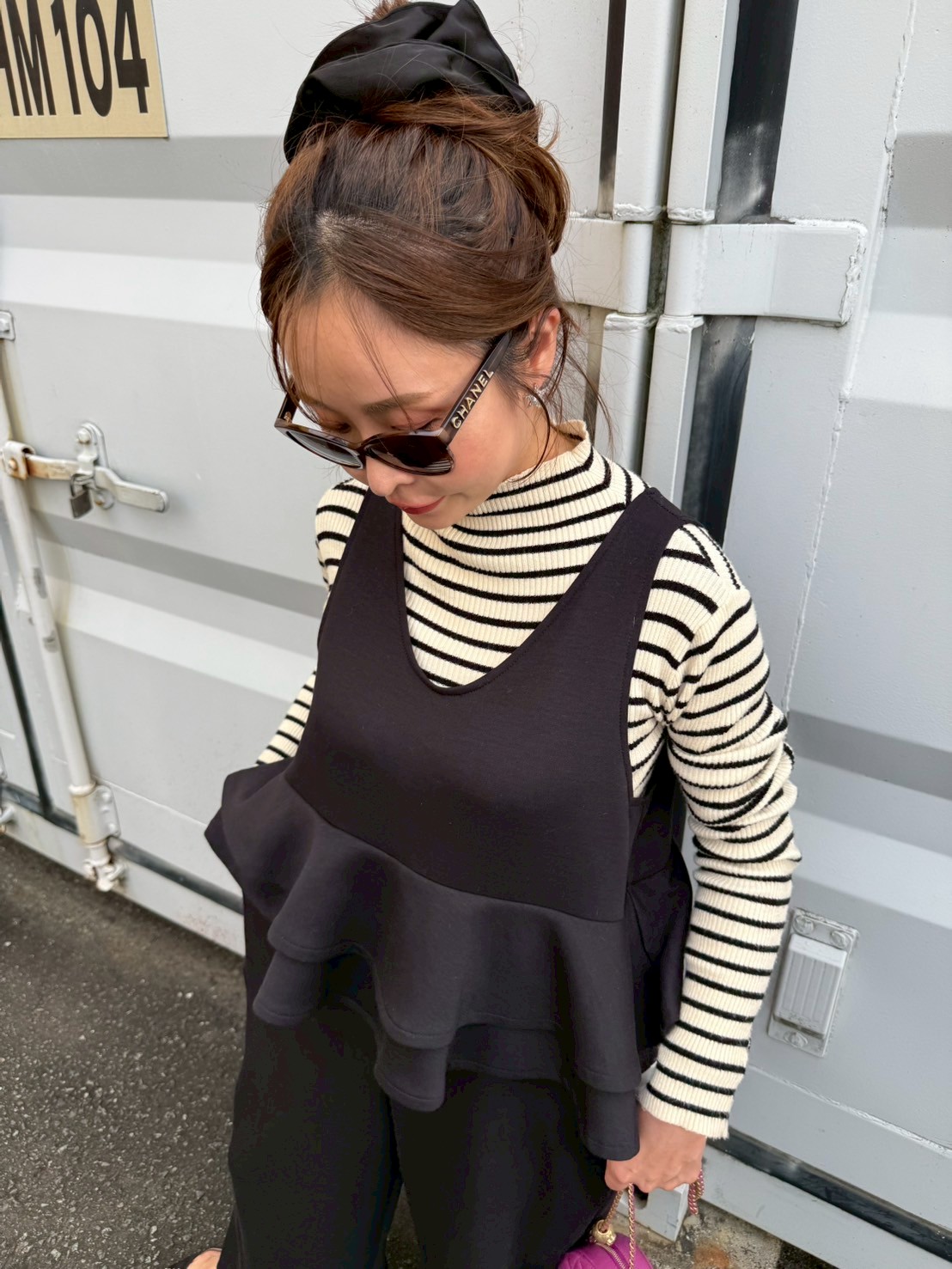 【驚くほど楽ちんでびっくりするほど体型カバー】 ウエストフリルストレッチサロペット(ma11-2508)