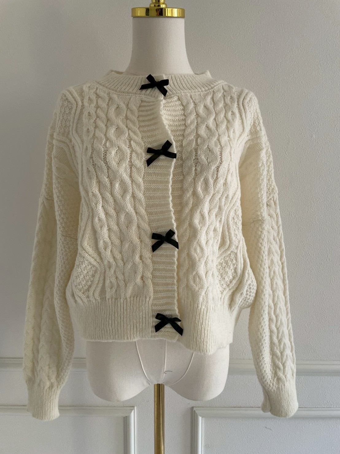 リボン ケーブルニットカーディガン(SZ11-24)